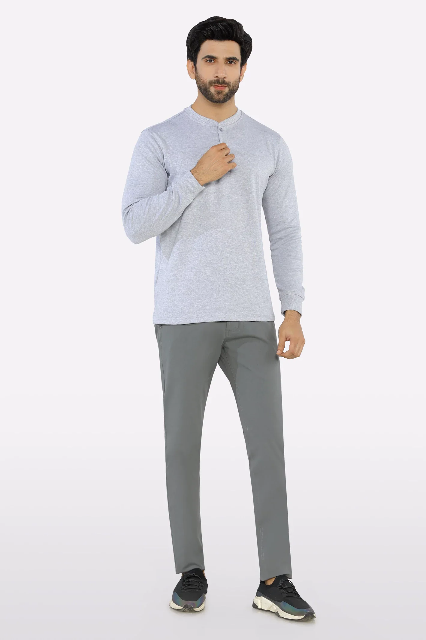 Heather Grey Full Sleeves T-Shirt - Image 2