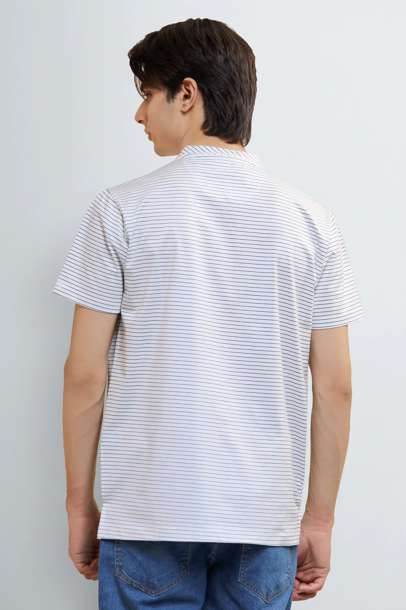 Men's Striped Short-Sleeve Henley Shirt - Image 4
