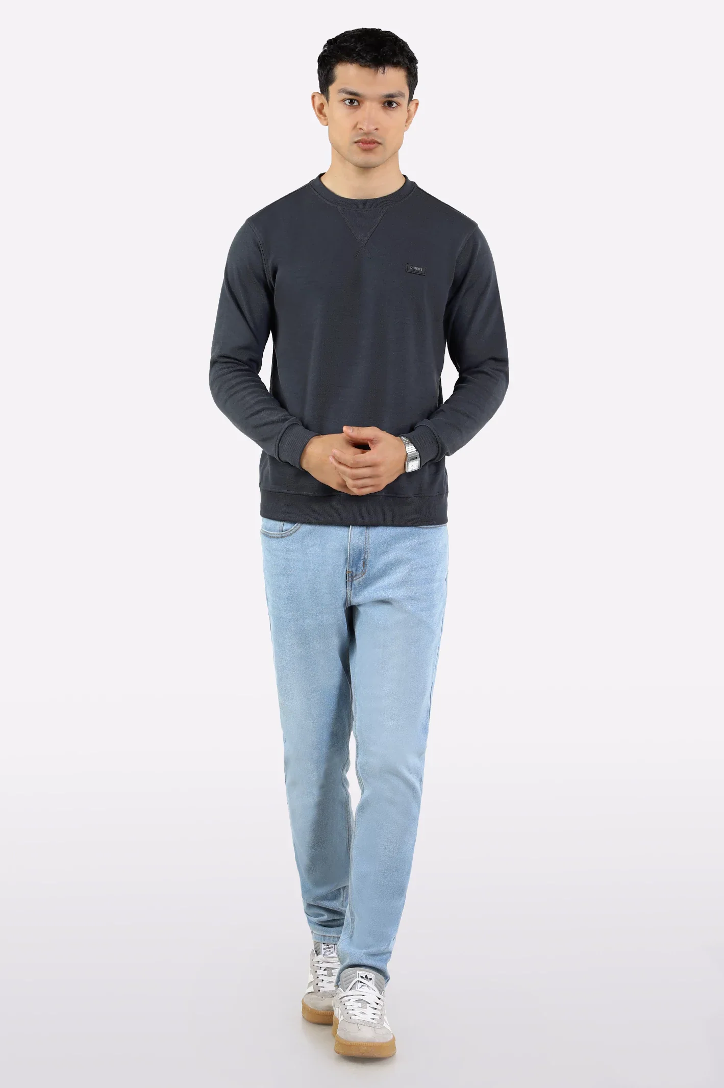Charcoal Knitted Plain Sweatshirt - Image 2