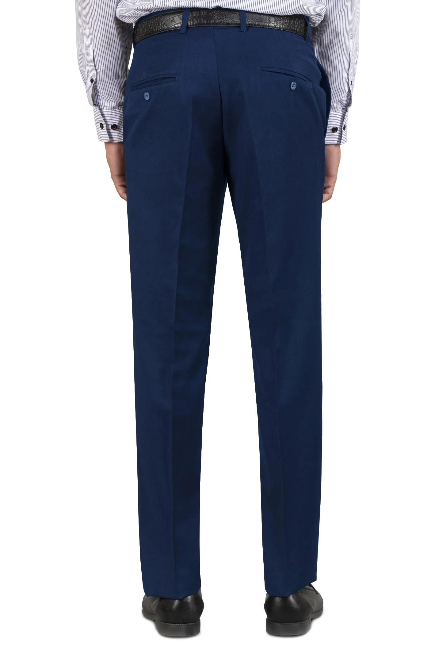 Royal Blue Wash & Wear Regular Fit Trouser - Image 3