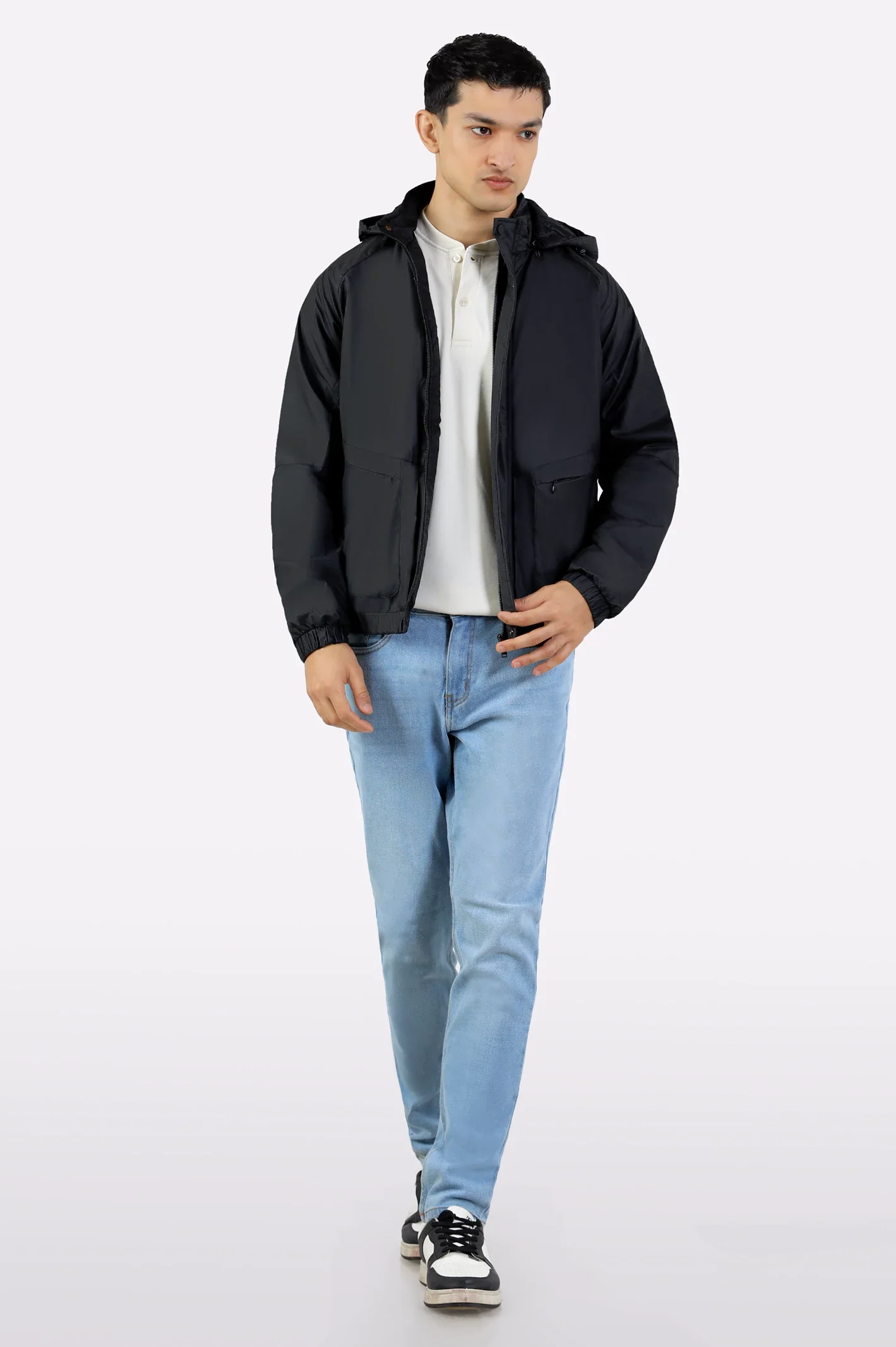 Men's Black Detachable Hoodie - Image 2