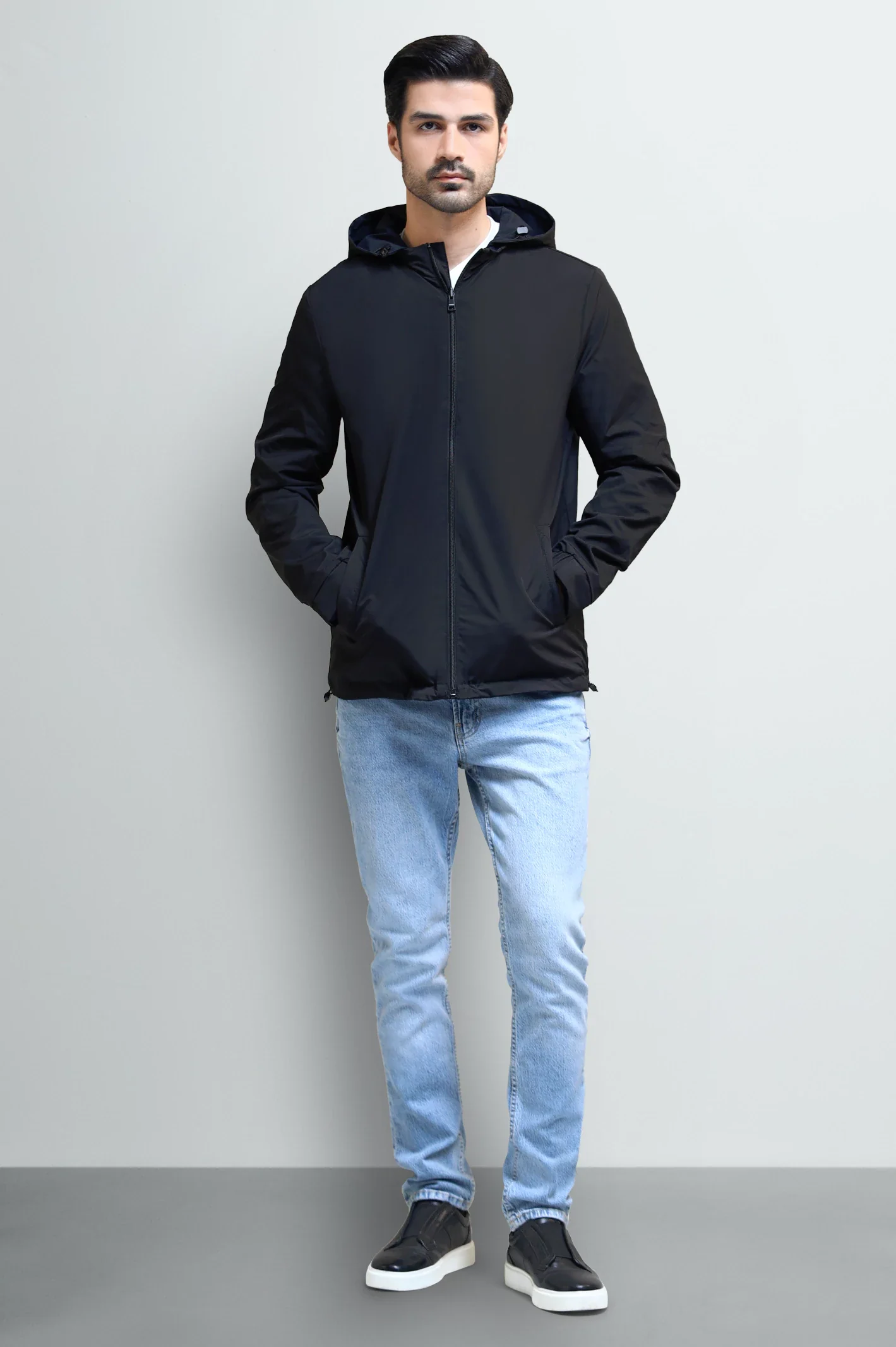 Men's Navy Blue Reversible Hooded Jacket - Image 7