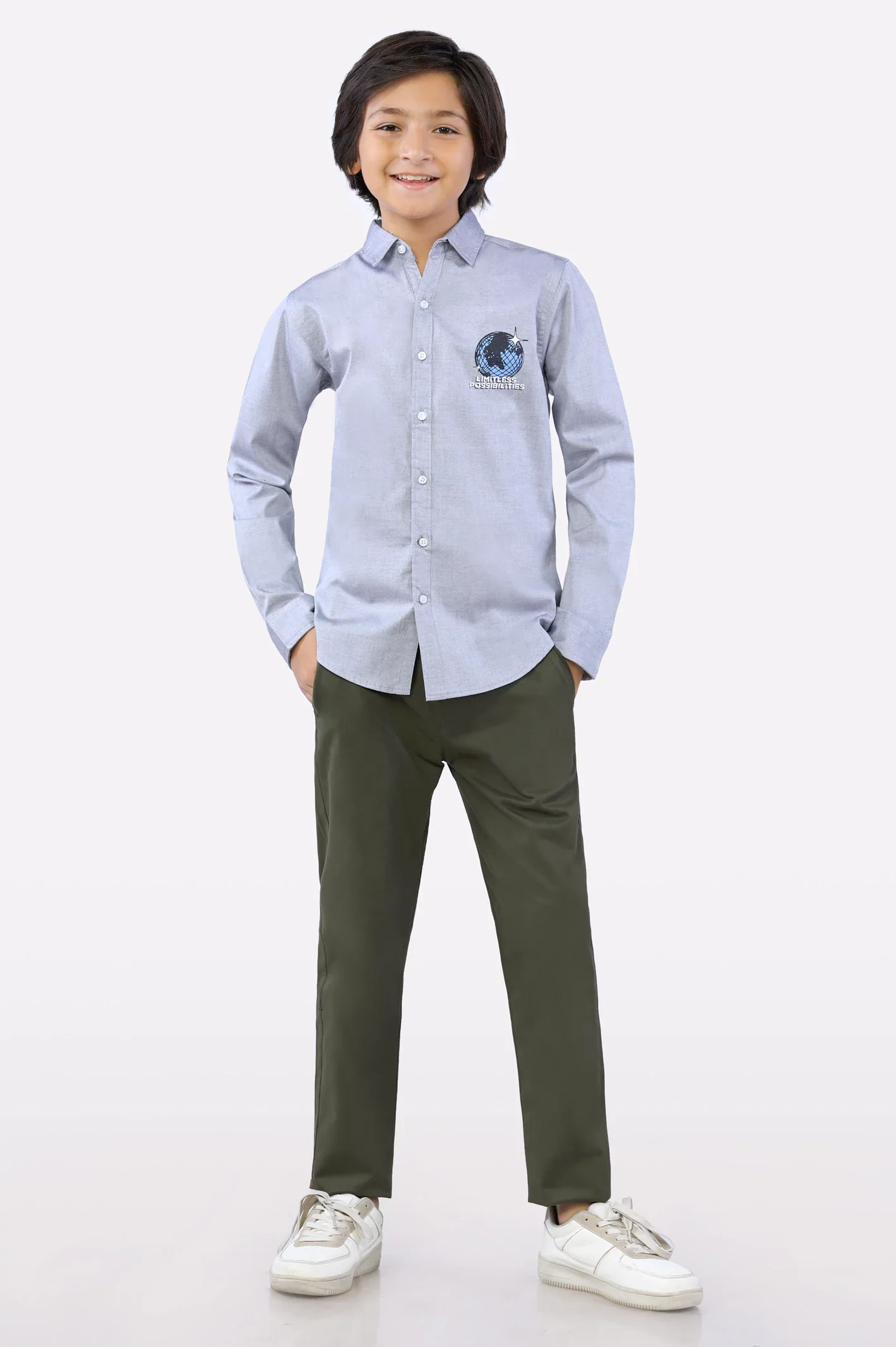 Medium Grey Graphic Printed Casual Shirt - Image 2