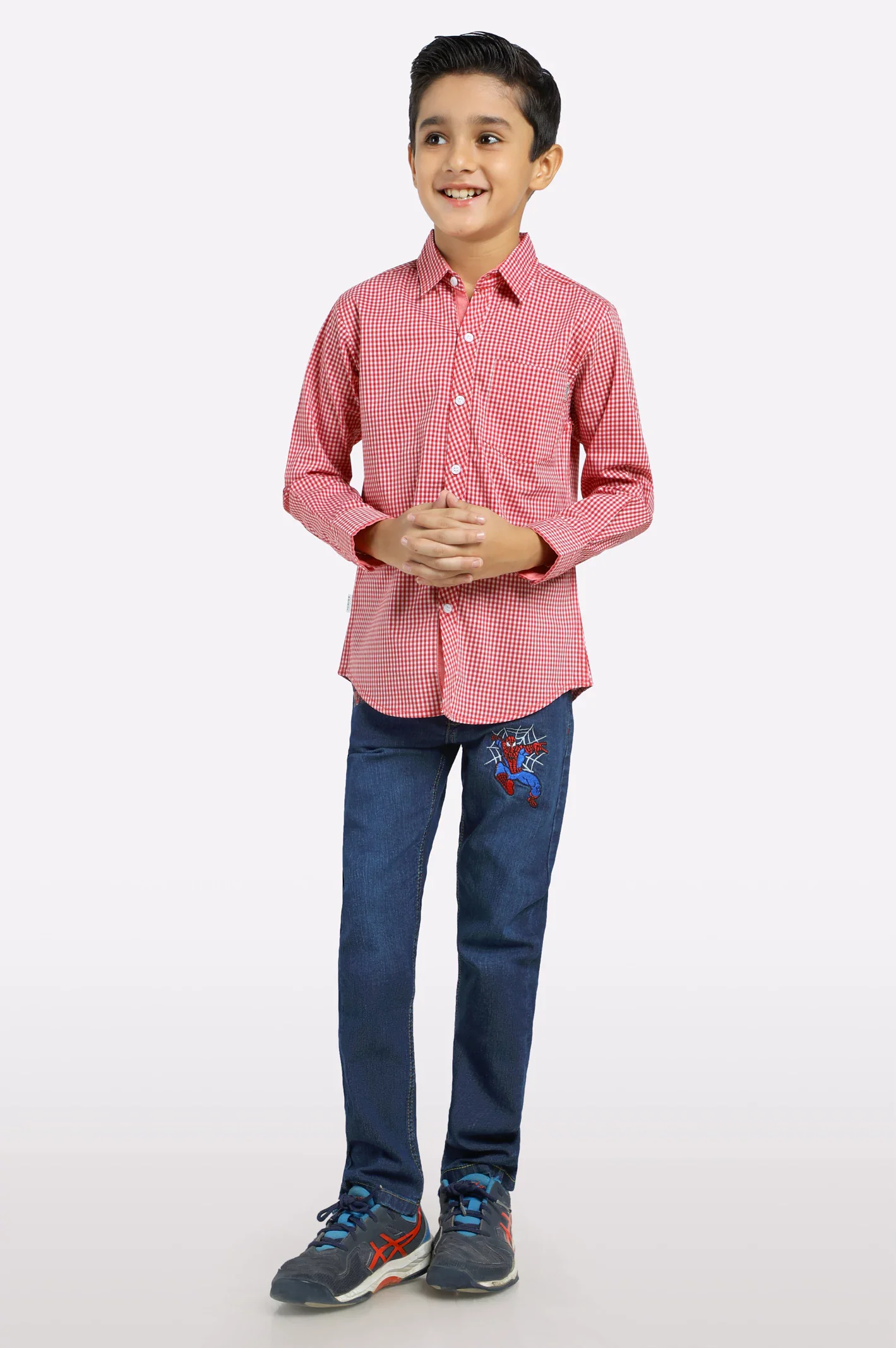 Dark Red Mini Check Casual Shirt - Image 2