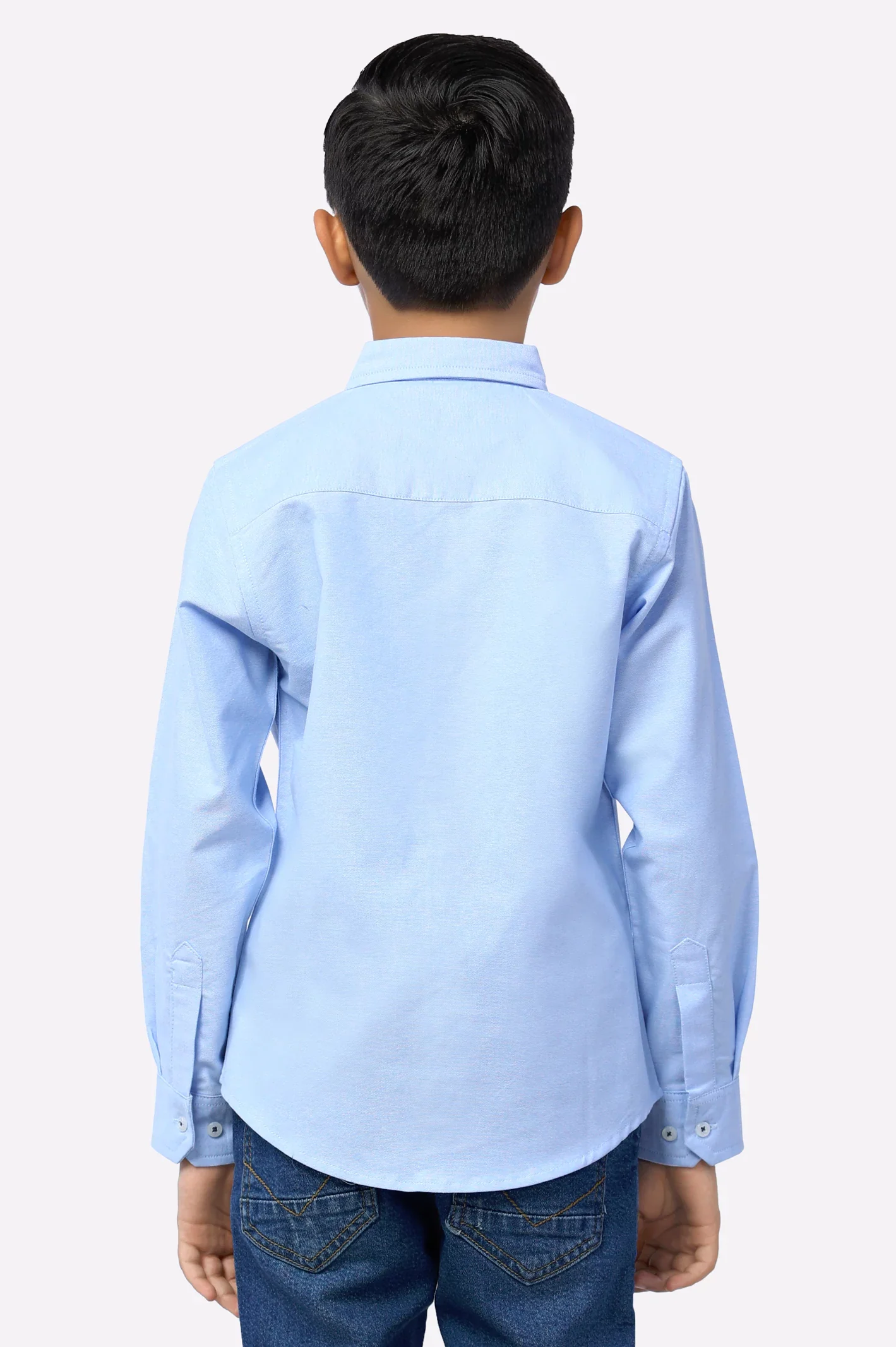 Blue Textured Boys Shirt - Image 3