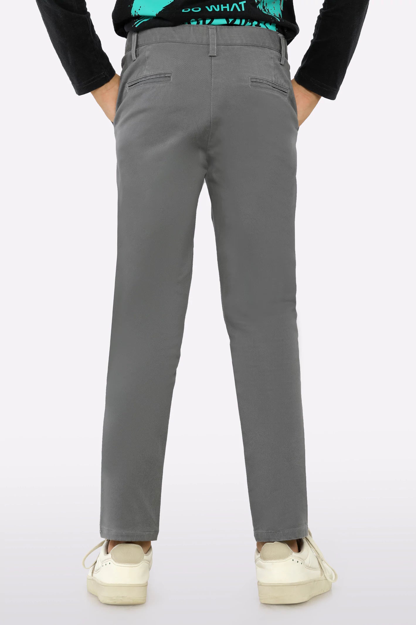 Grey Cotton Chinos For Boys - Image 3