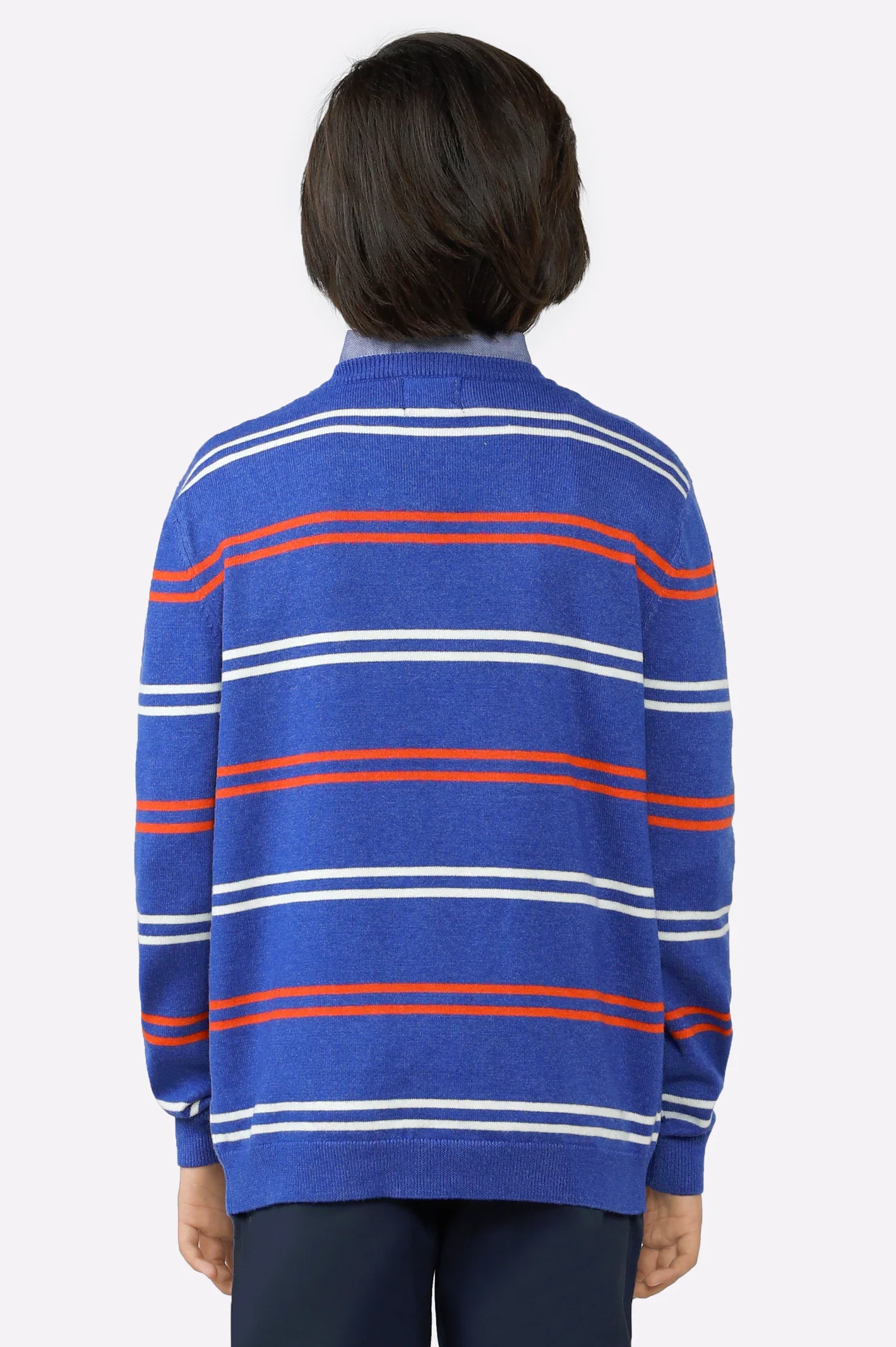 Blue Round Neck Boys Sweaters - Image 3