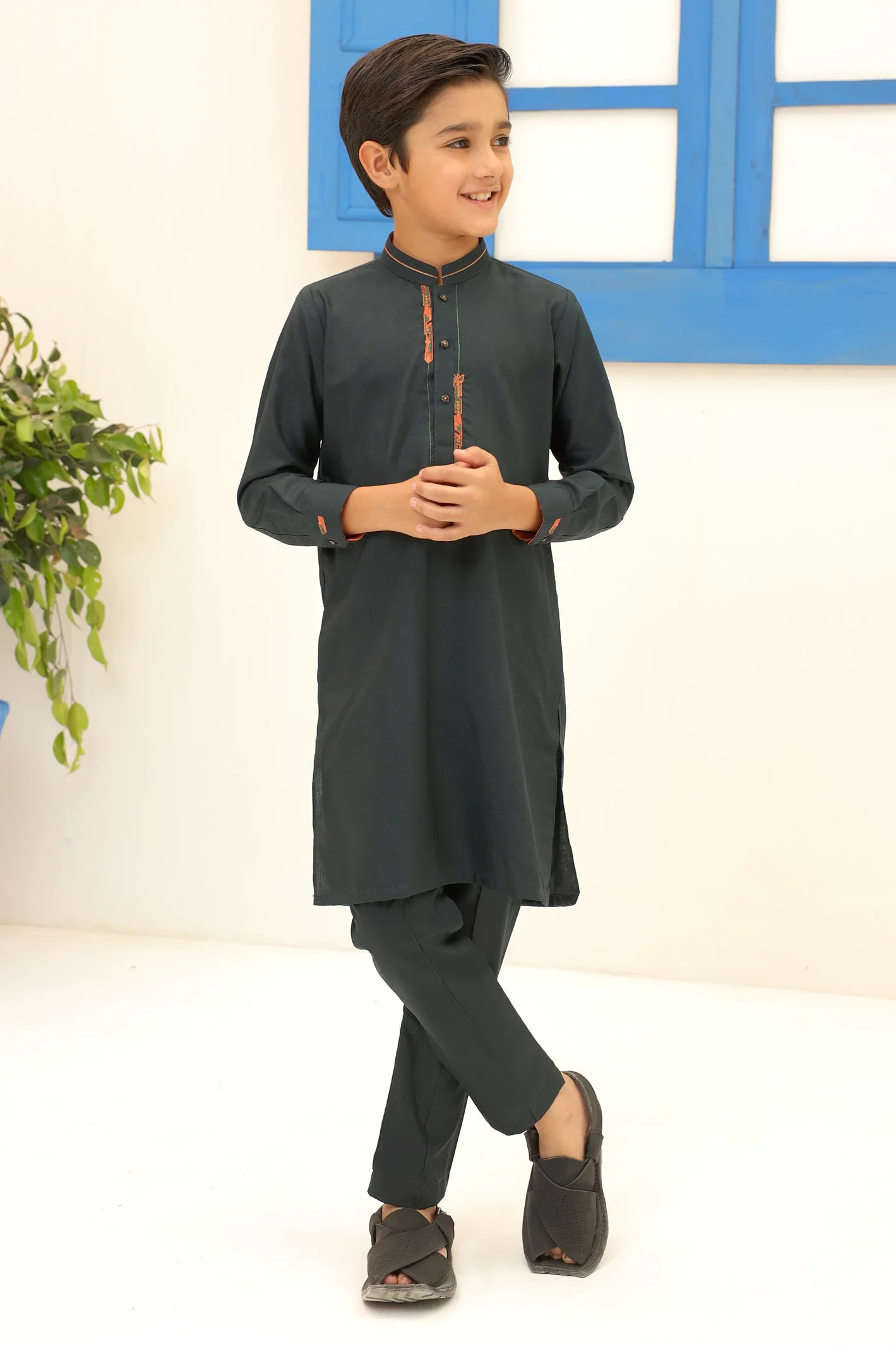 Boys Sea Green Kurta Pajama
