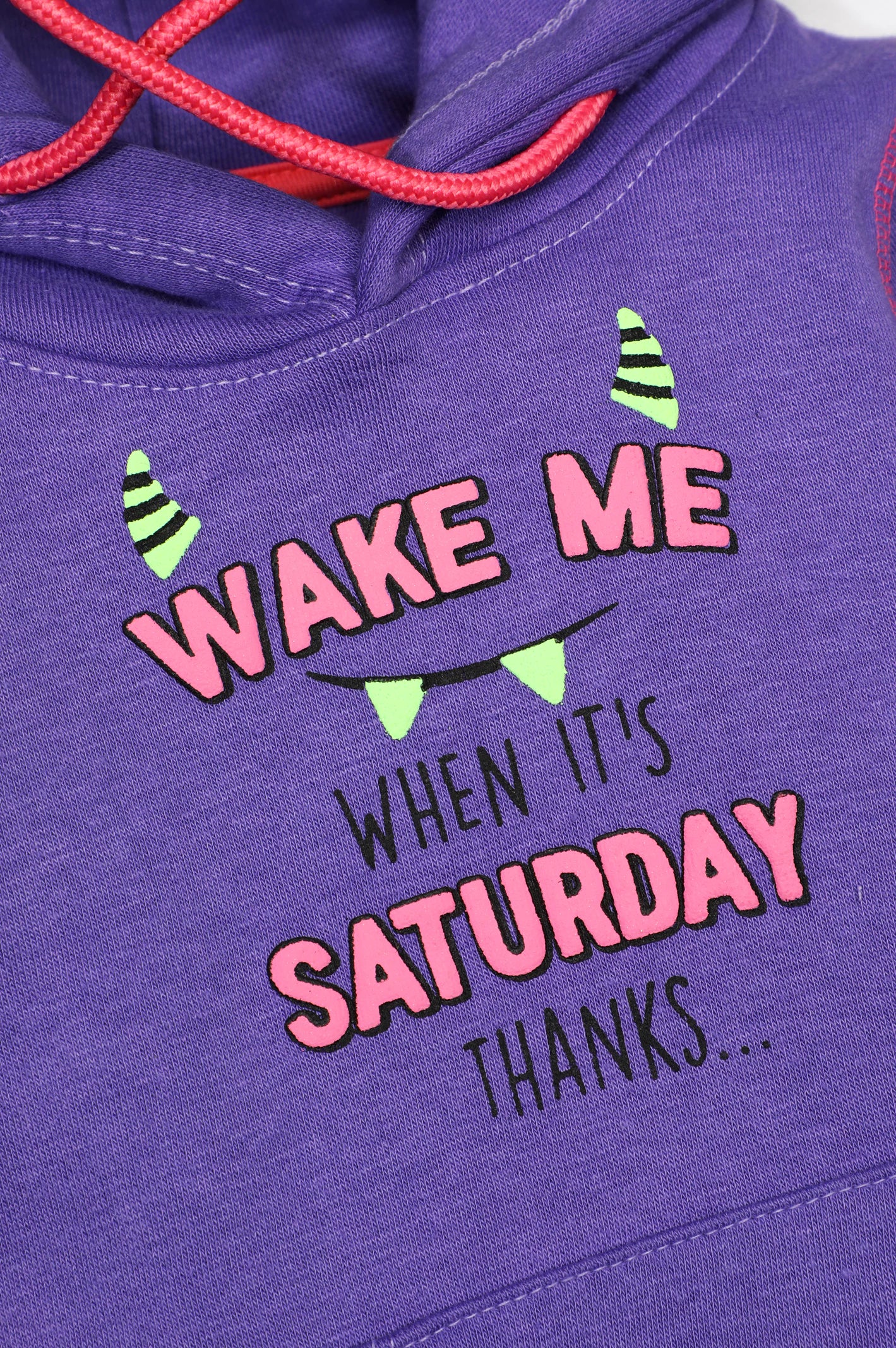 Purple Printed Girls Hoodie - Image 2