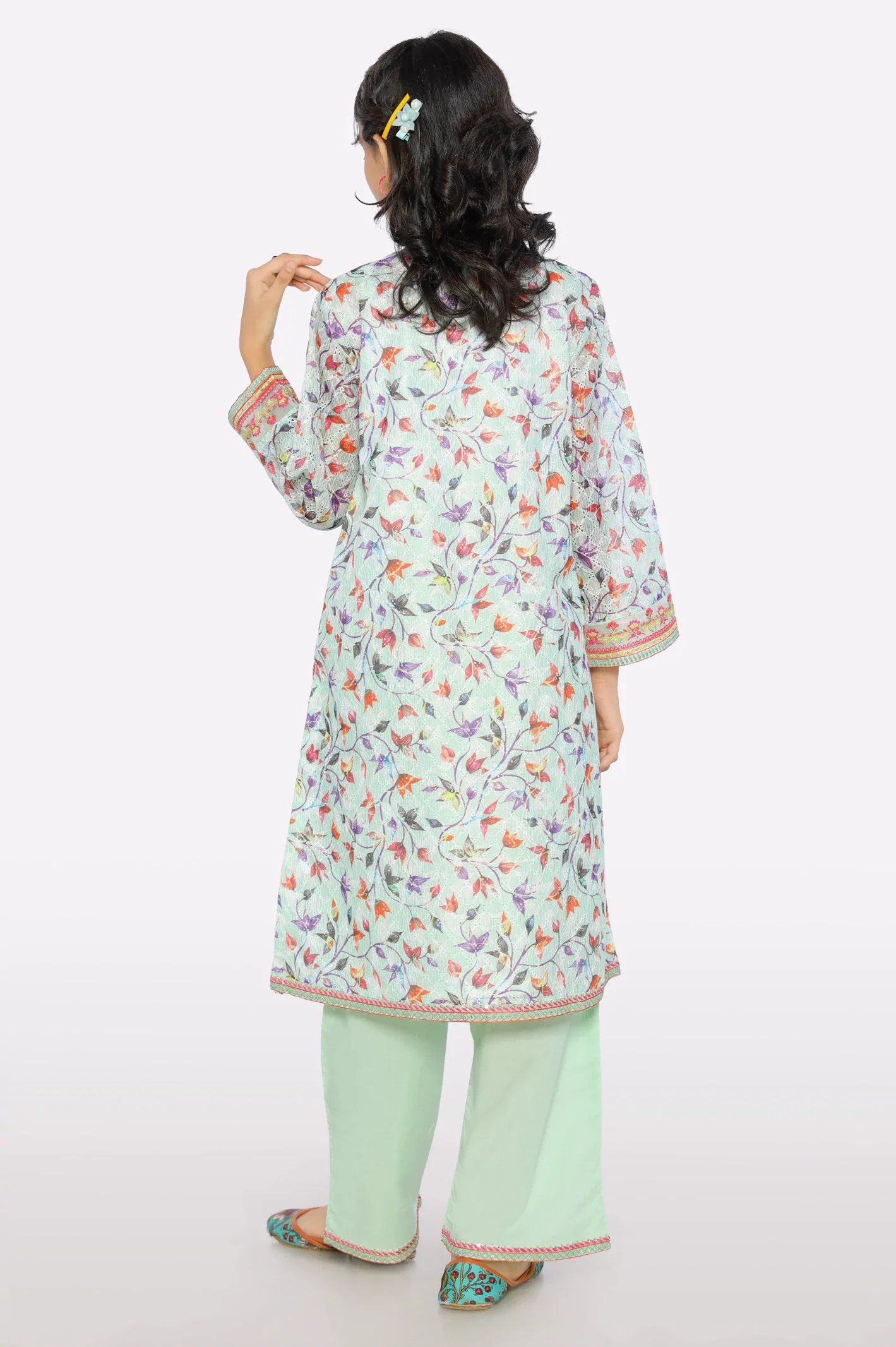 Green Embroidered Girls 2PC - Image 3