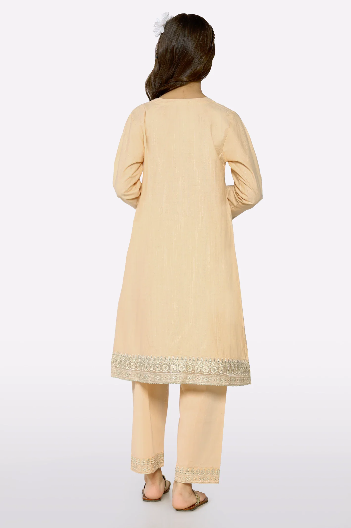 Peach Embroidered Girls 2PC - Image 3