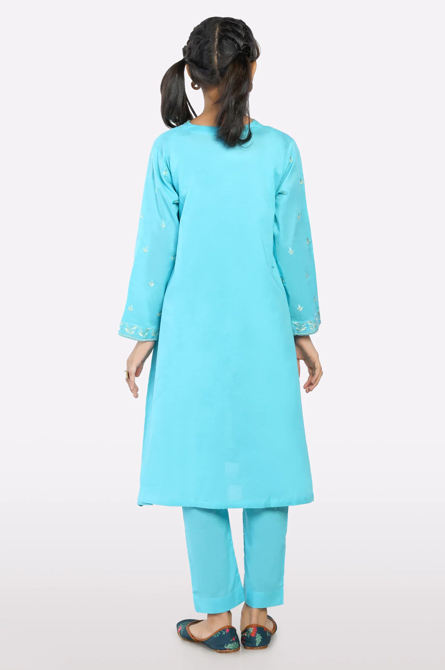 Sea Green Embroidered Girls 2PC - Image 3