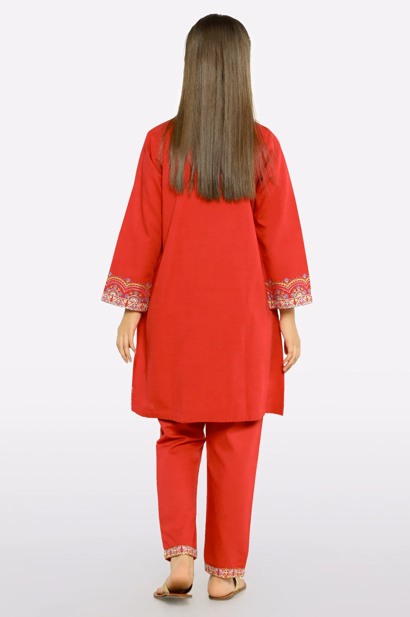 Red Embroidered Girls 2PC - Image 3