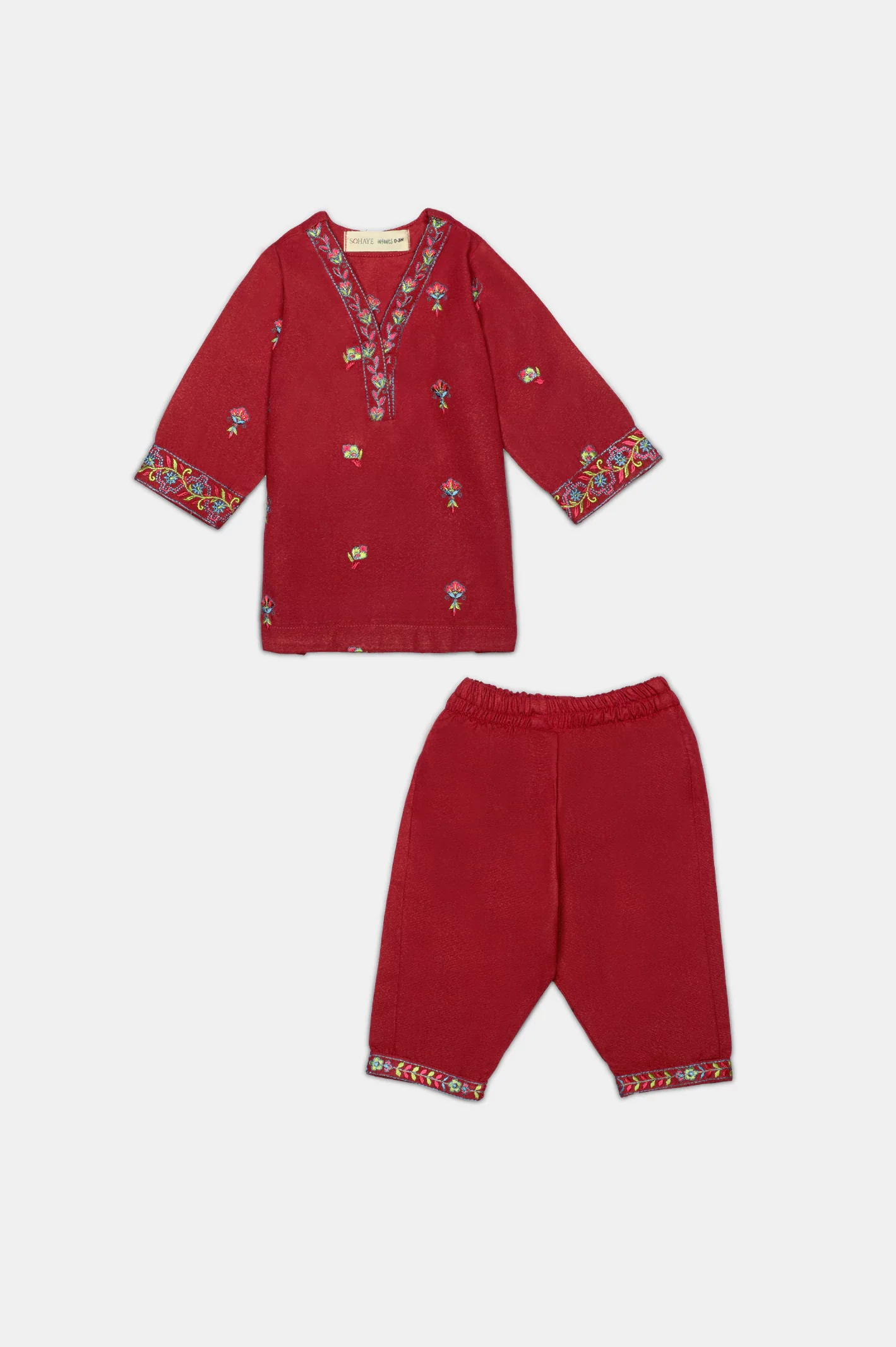 Pink Embroidered Infant 2PC