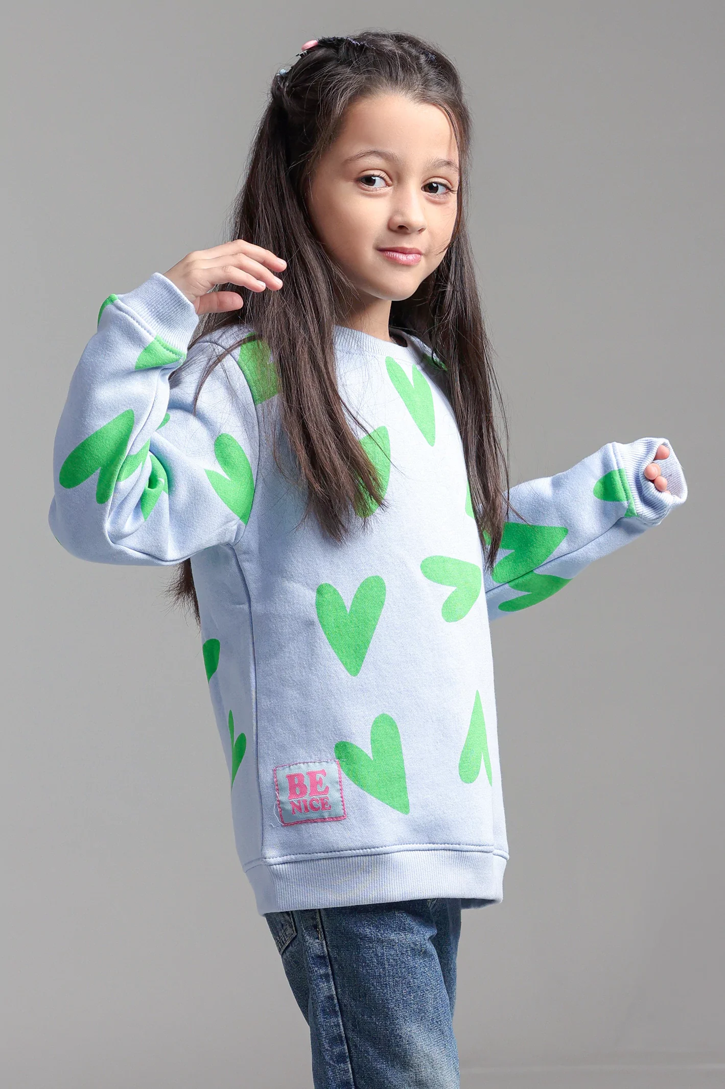 Sky Blue Graphic Girls Sweatshirt - Image 4