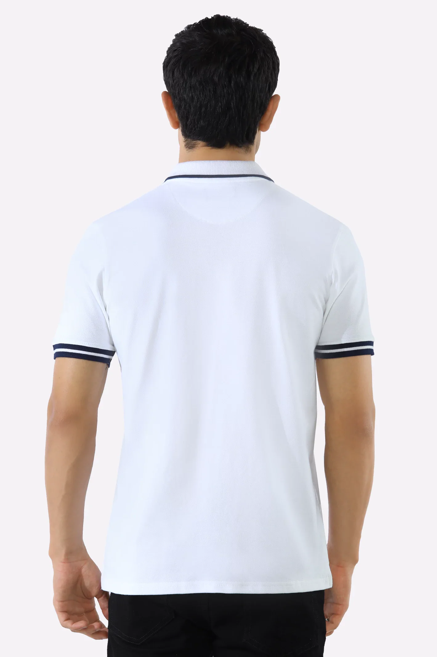 White Jacquard Collar Polo - Image 3