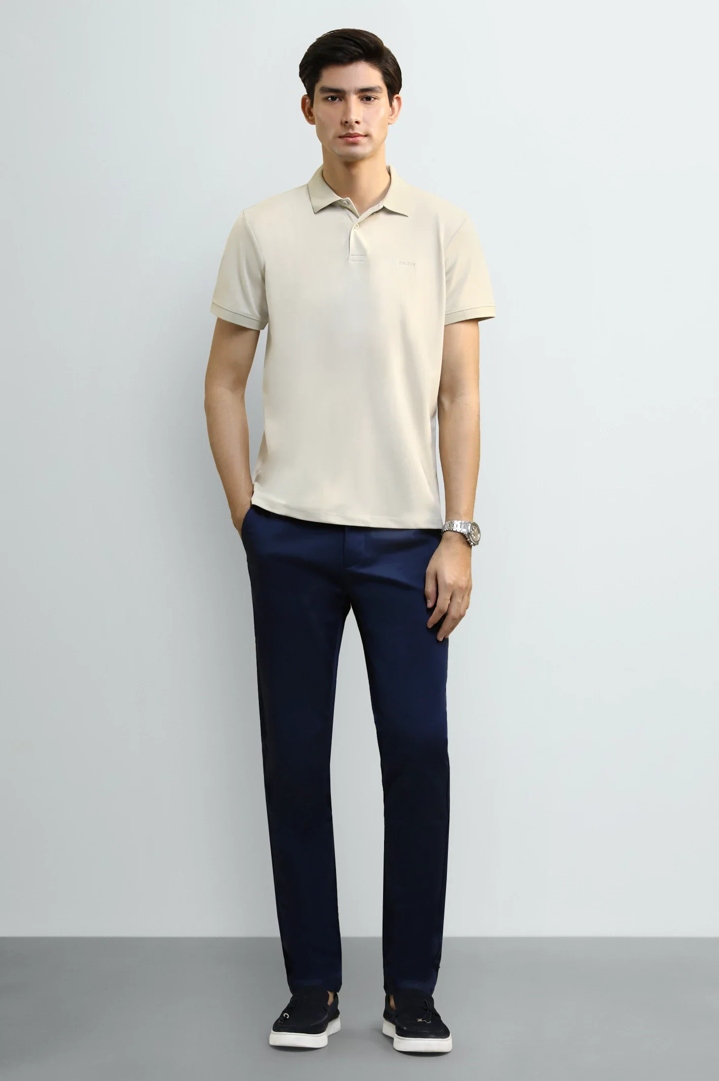 Beige Solid Collar Polo - Image 2