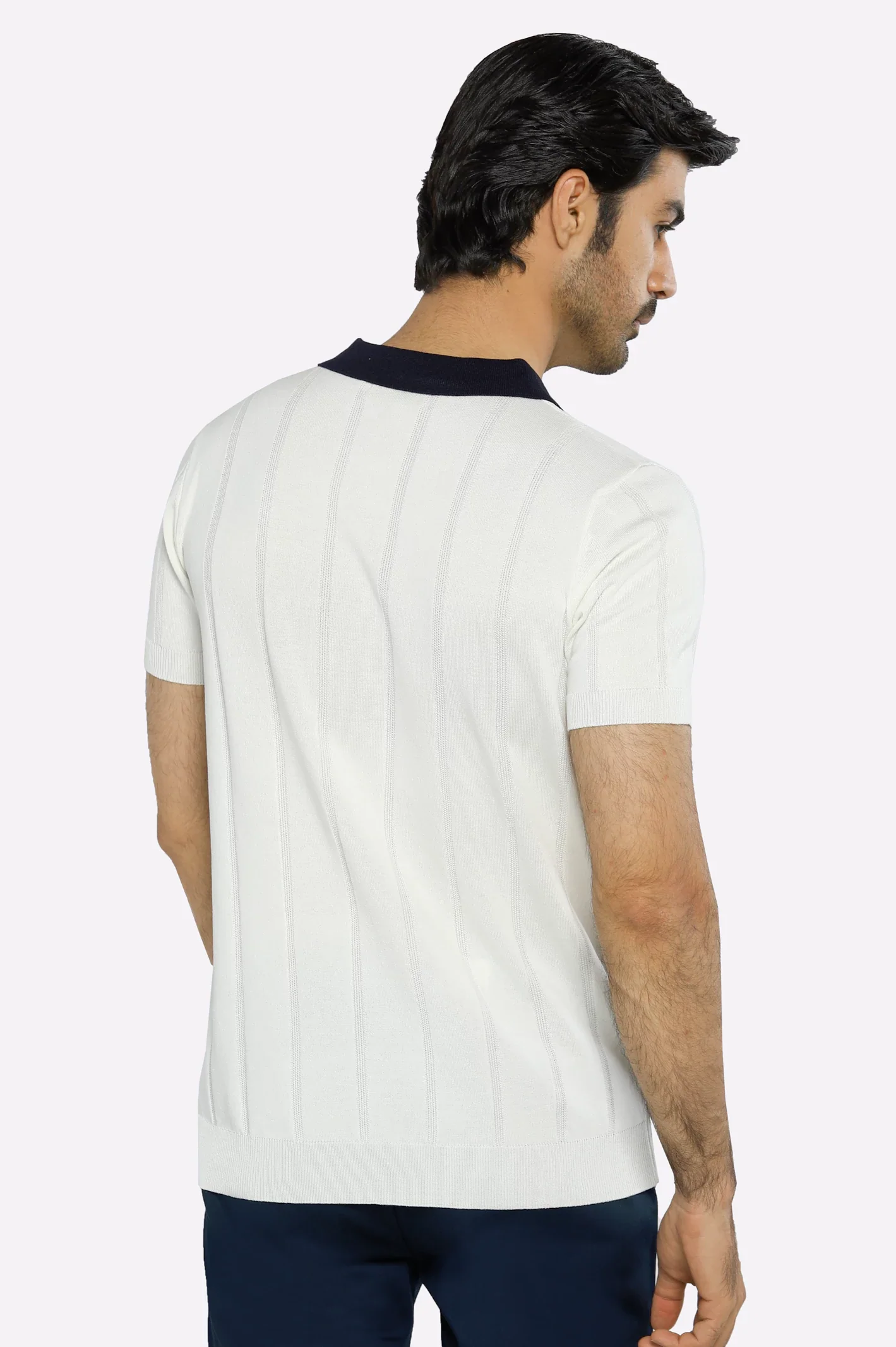 White Flat Knit Polo - Image 3