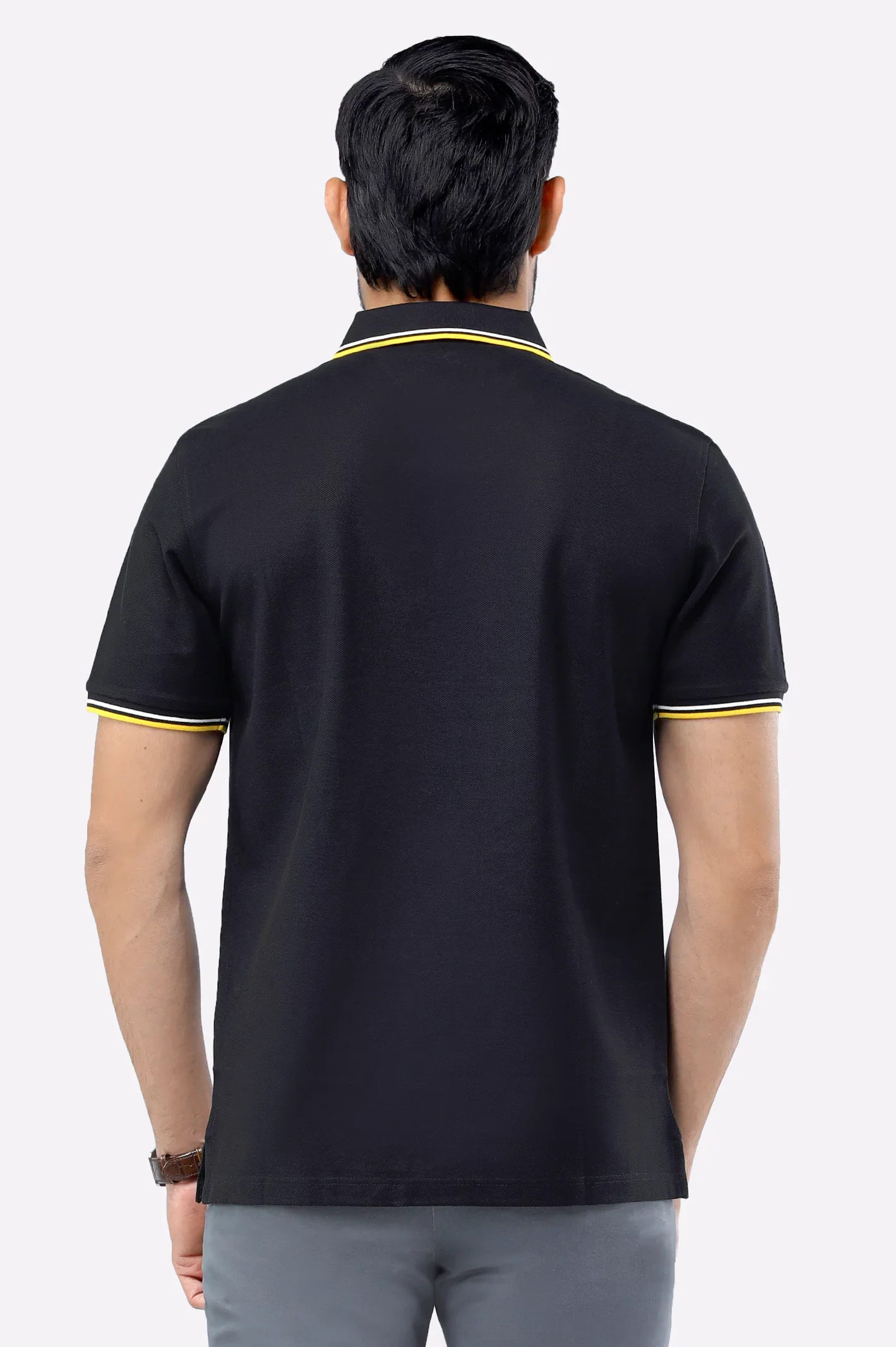 Black Mercerised Polo - Image 3