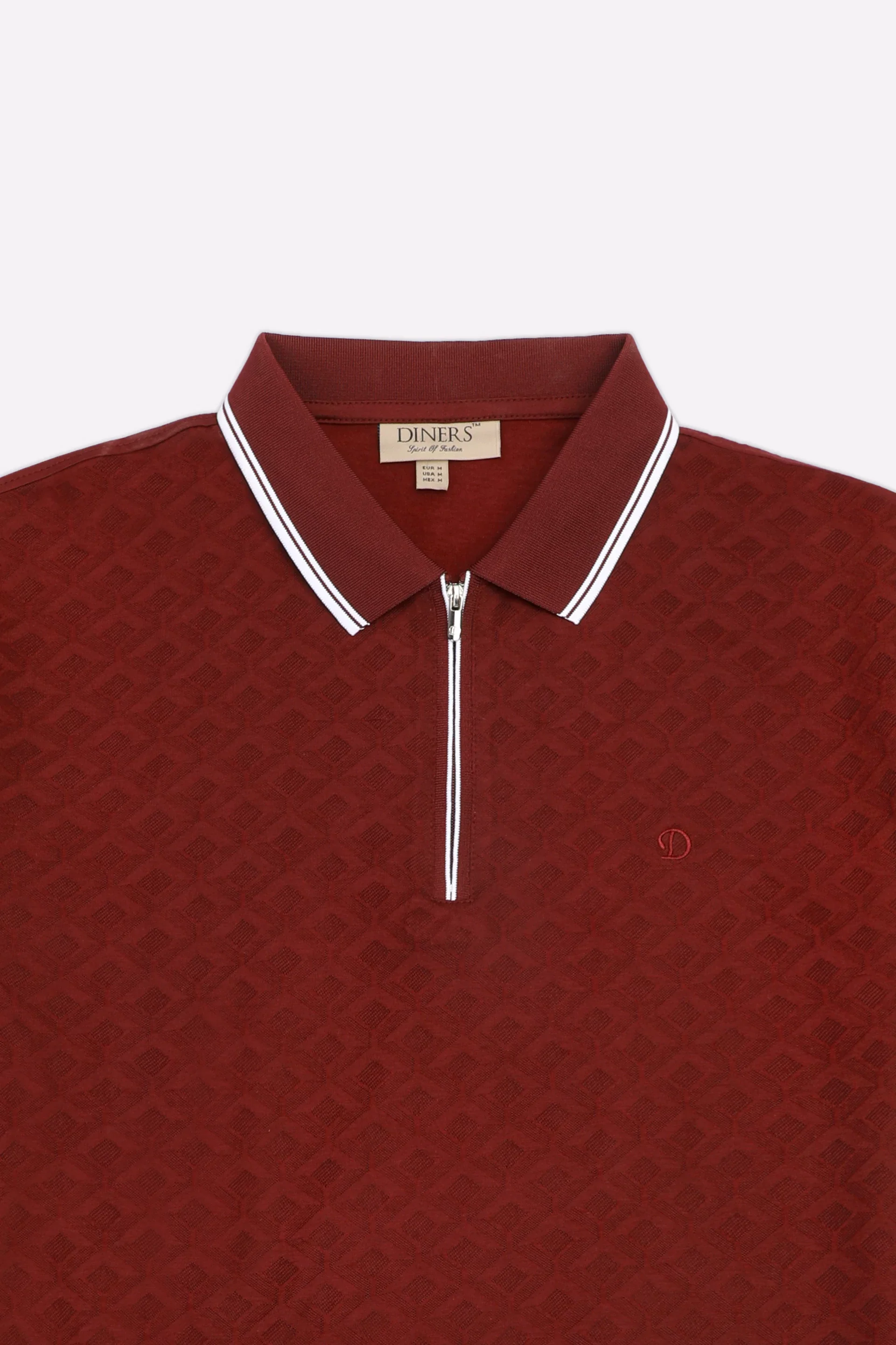 Maroon Jacquard Fashion Polo - Image 5