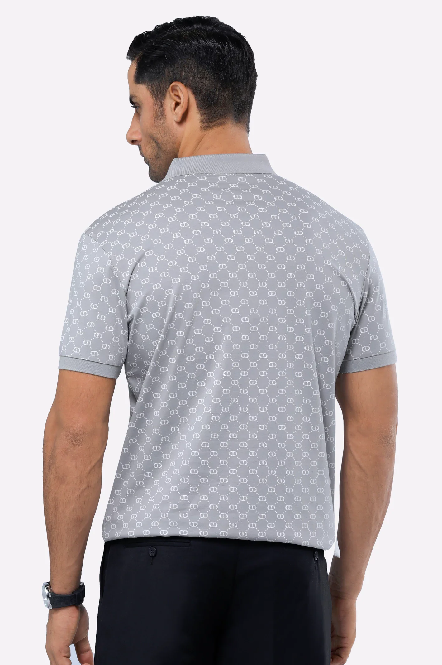 Grey Printed Polo - Image 3