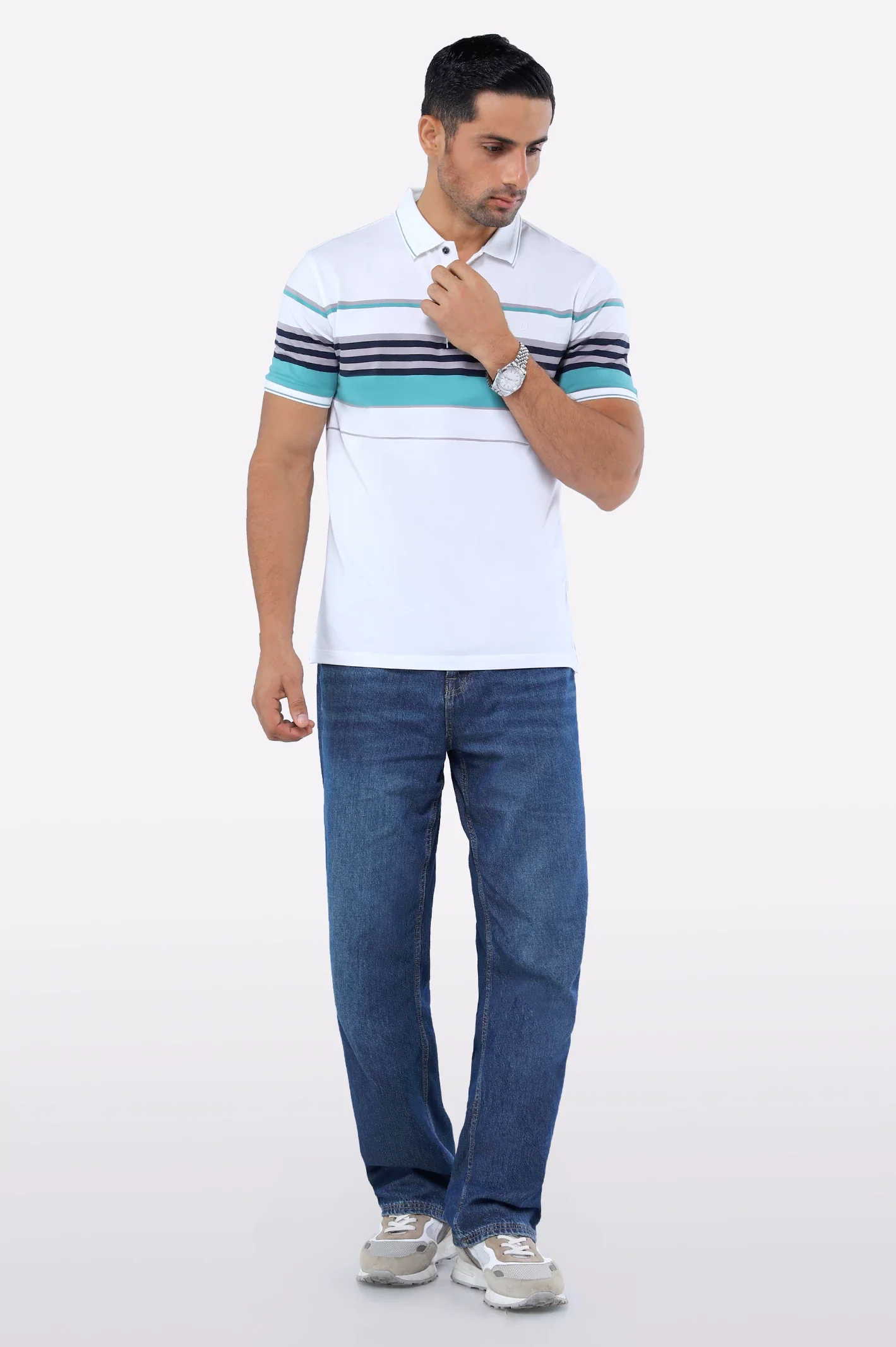 White Yarn Dyed Polo - Image 2
