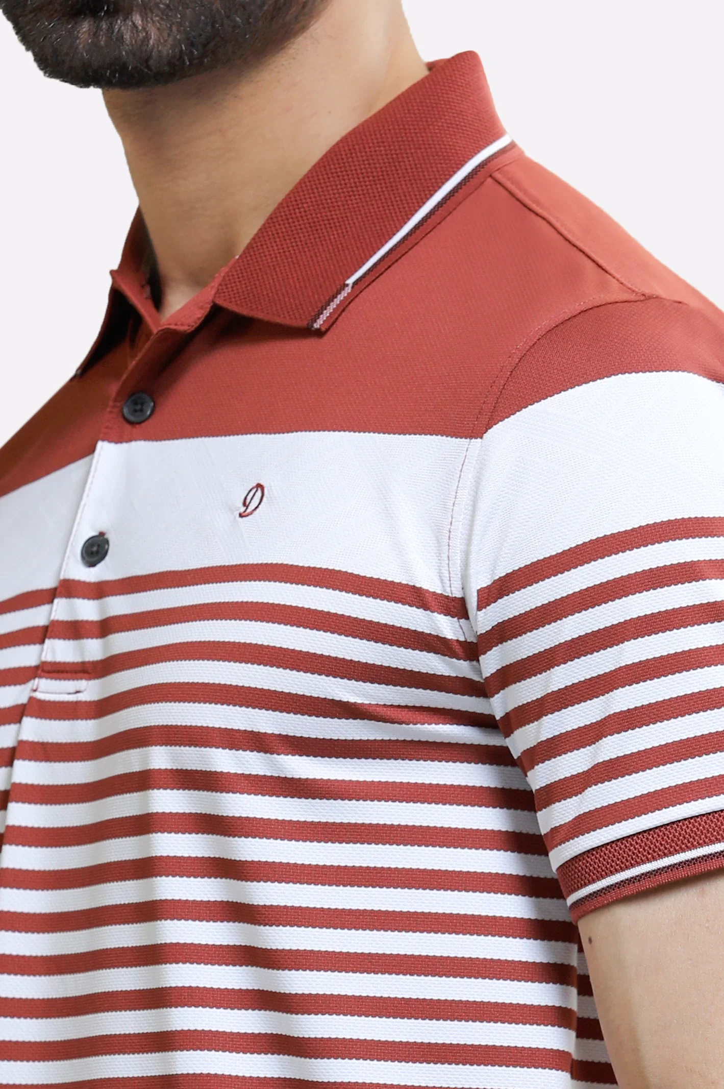 Red Jacquard Collar Polo - Image 3