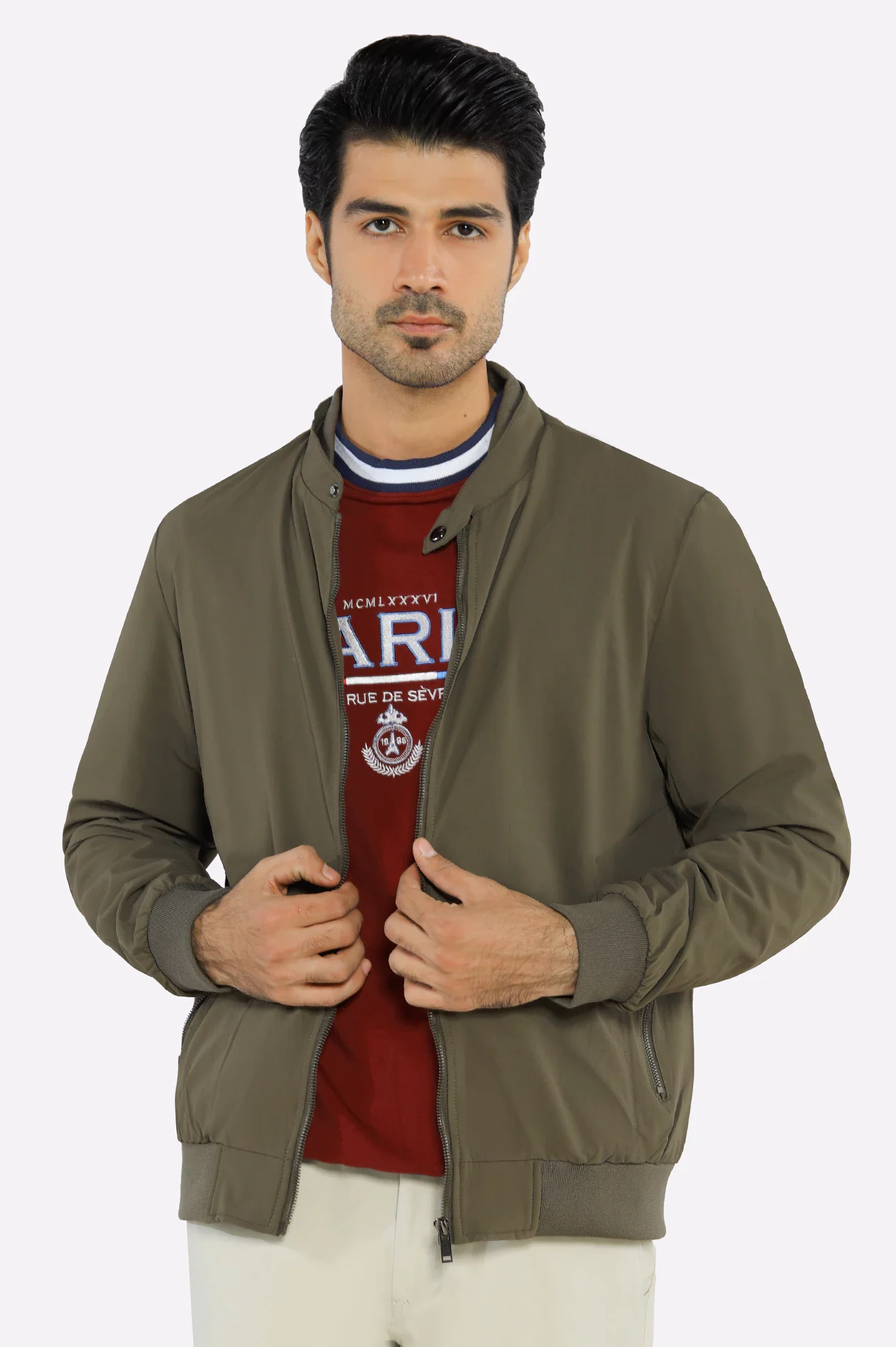 Men's Lightweight Stretchable Olive Jacket