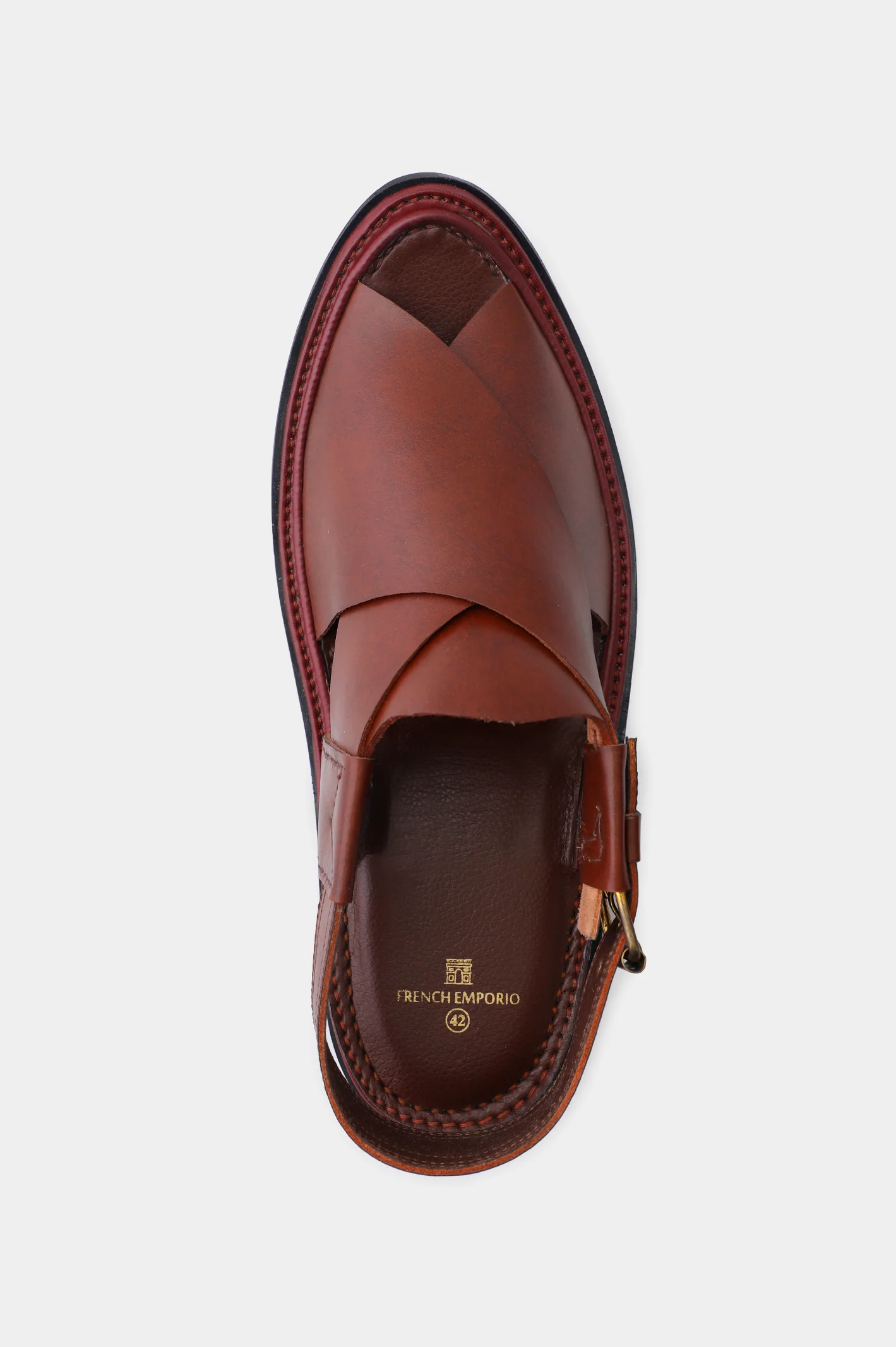 Men's Brown Cow Leather Sandals - Image 3