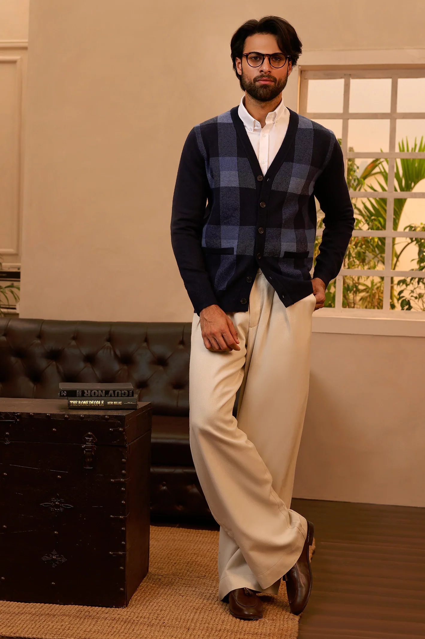 Men Full Sleeves multi Navy Cardigan - Image 2