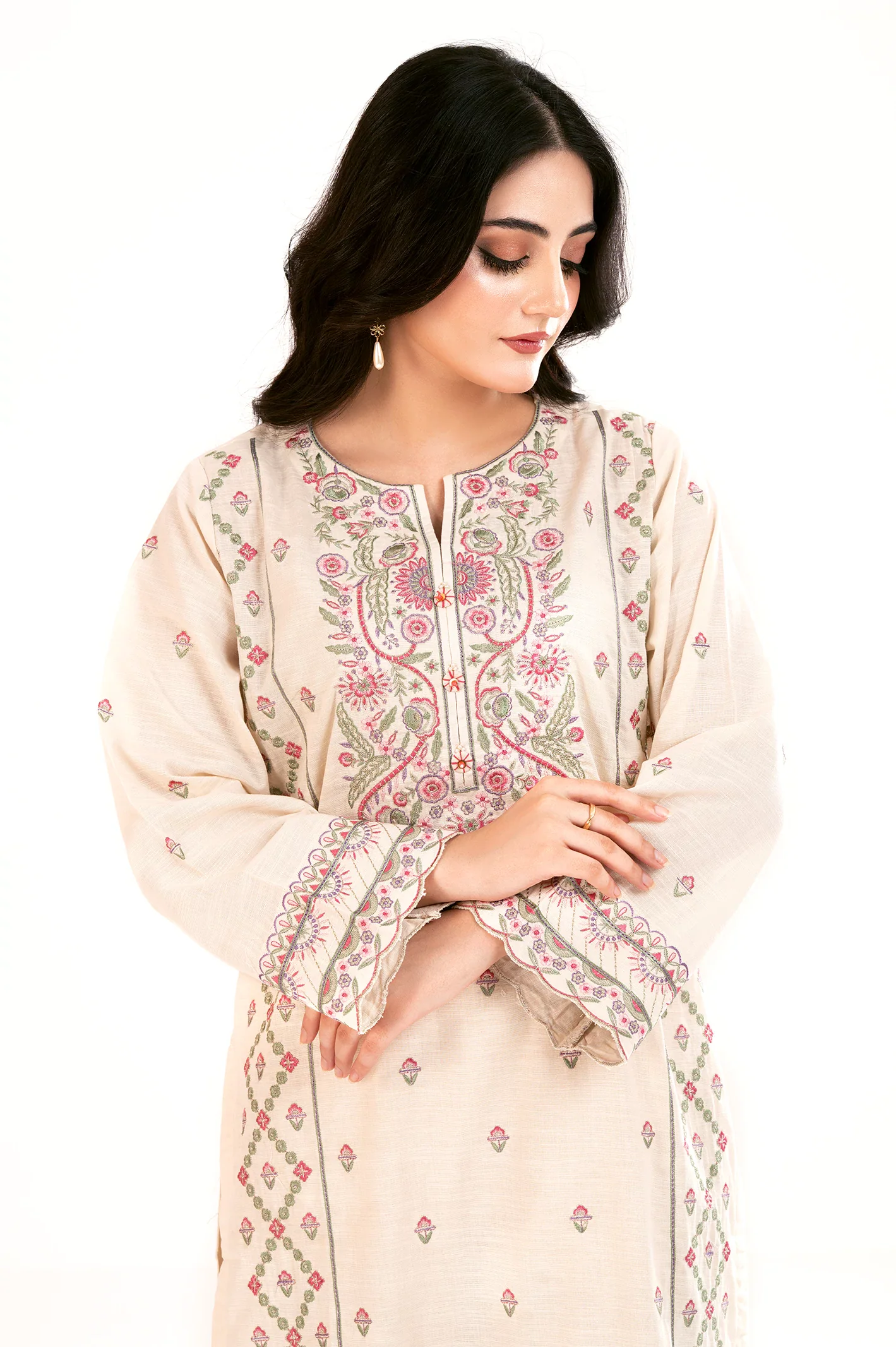 Cream Embroidered 2PC - Image 2