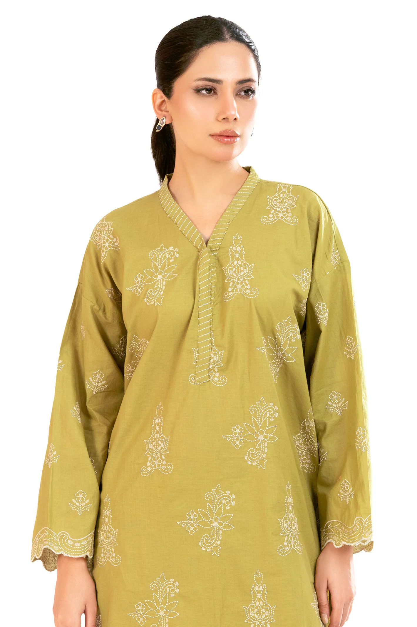 Olive Embroidered 2PC - Image 2