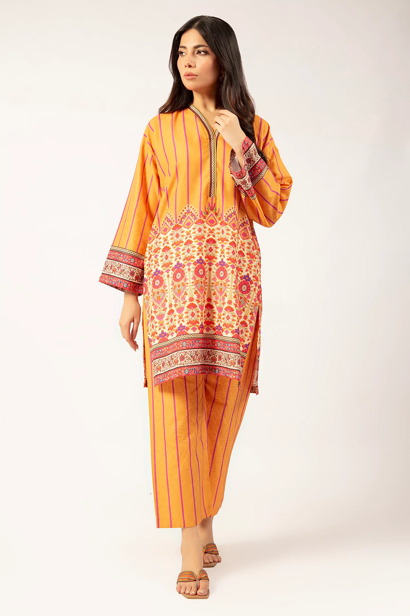Orange Printed 2PC