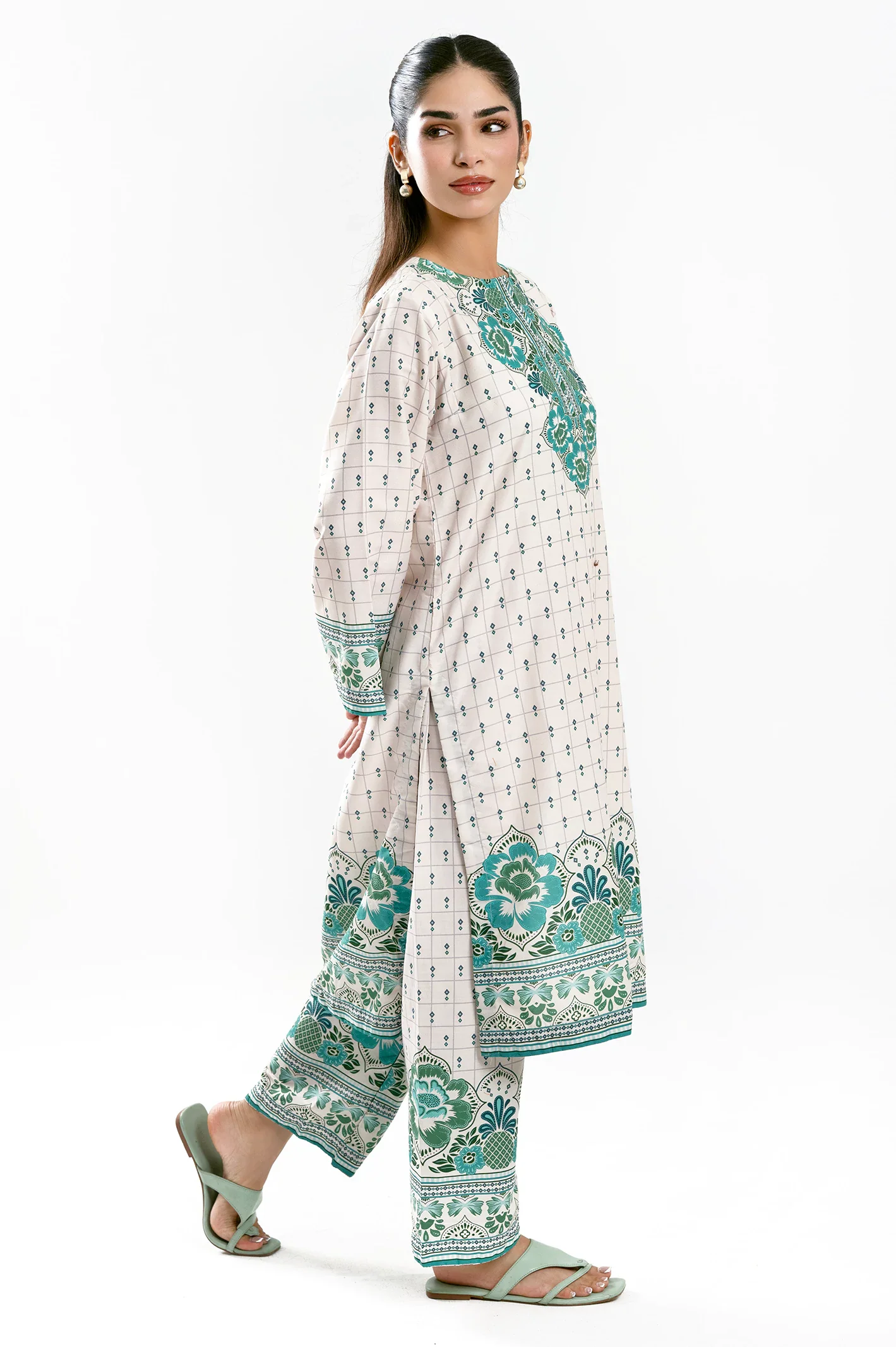 Green Printed 2PC - Image 3