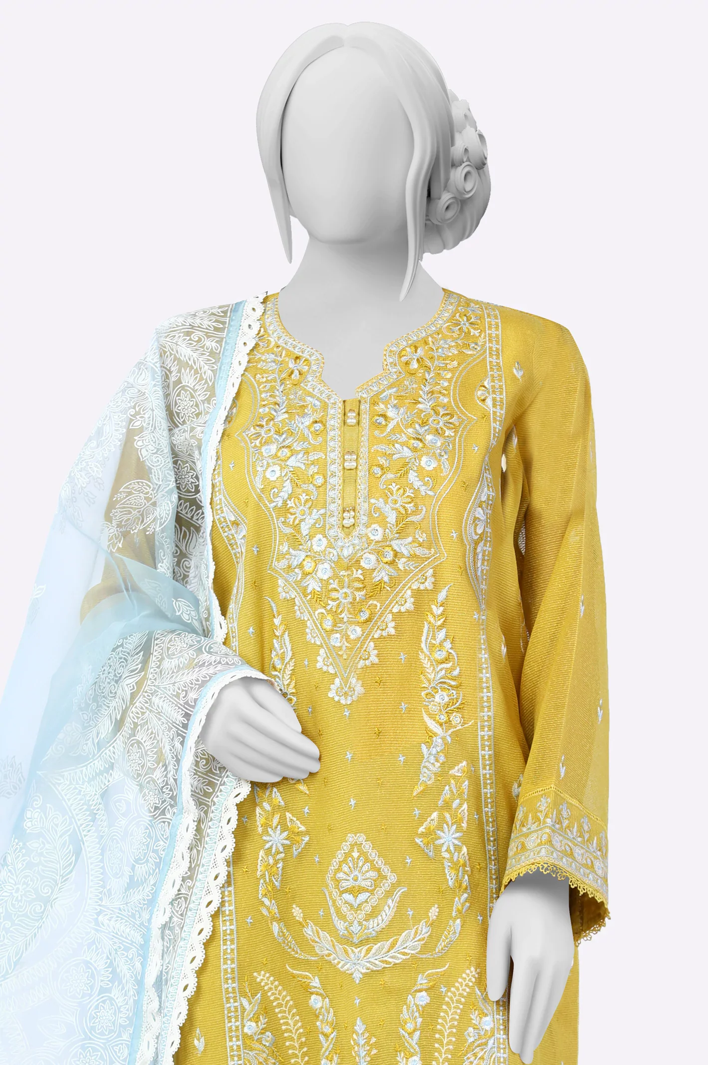 Yellow Embroidered 3PC - Image 2