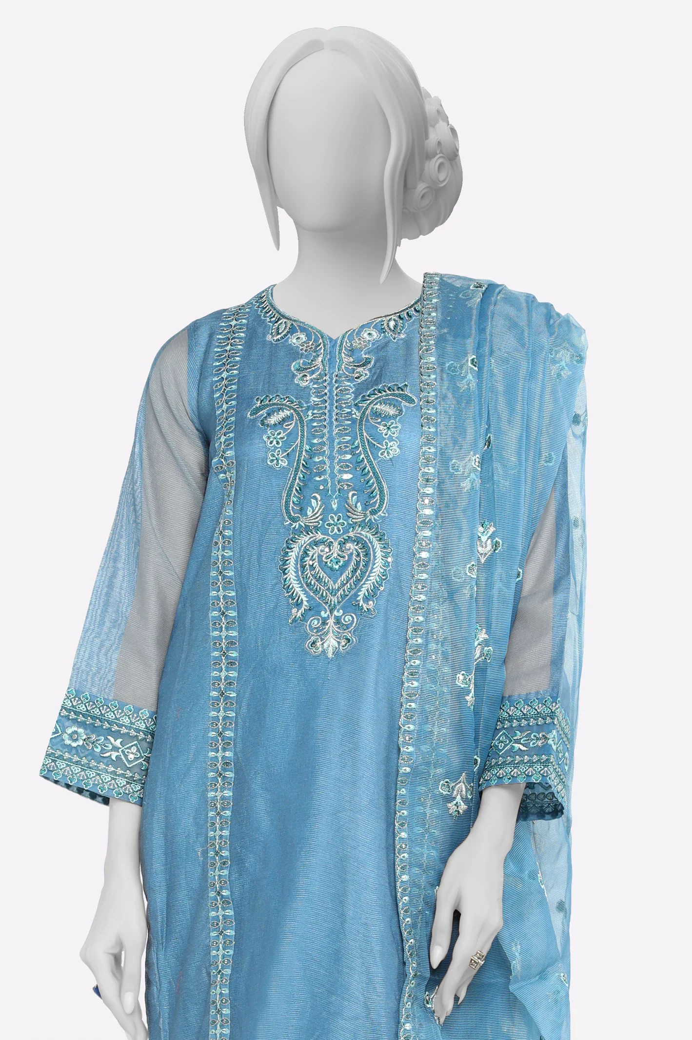 Blue Embroidered 3PC - Image 2