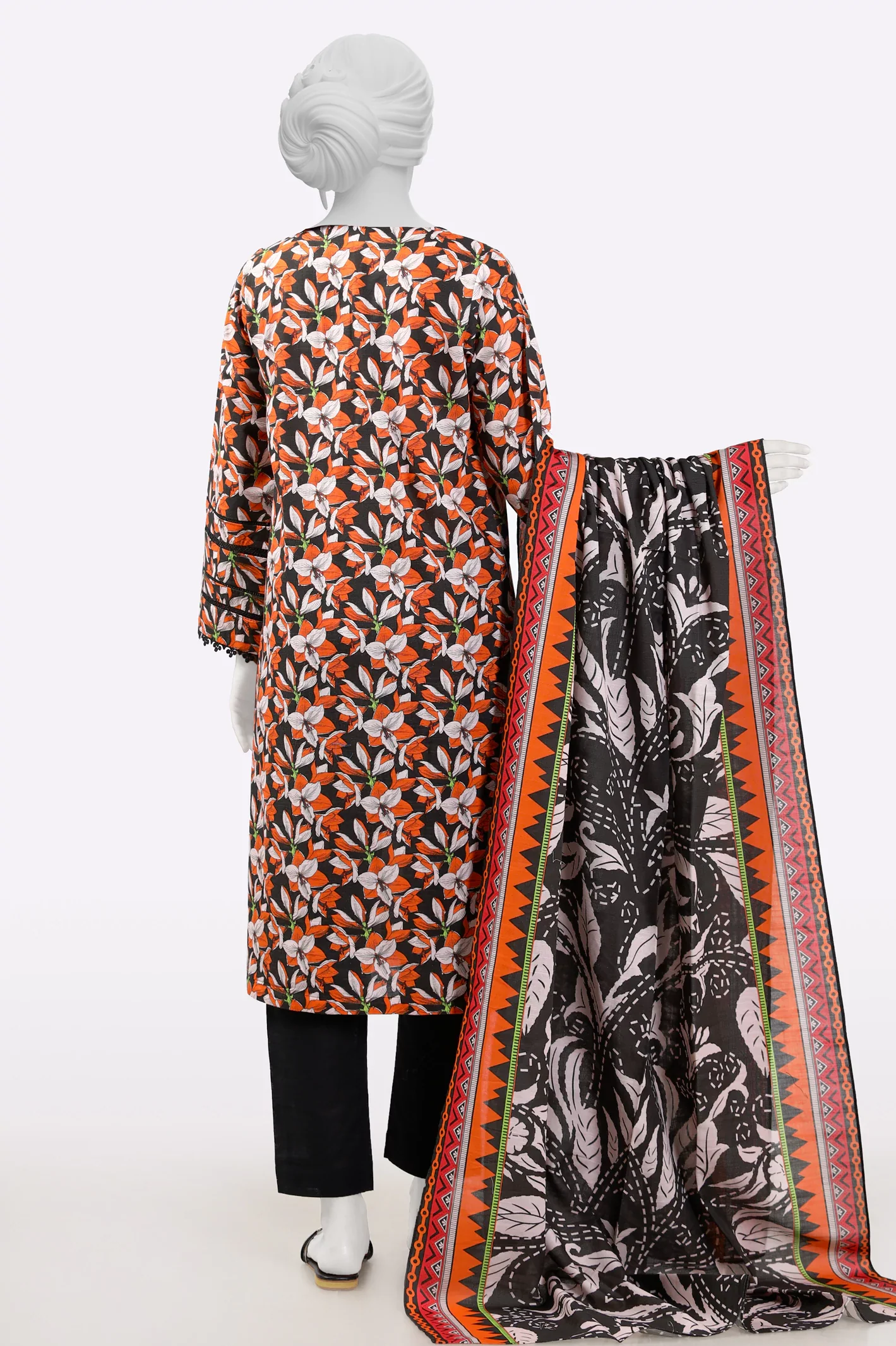 Orange Printed 3PC - Image 3