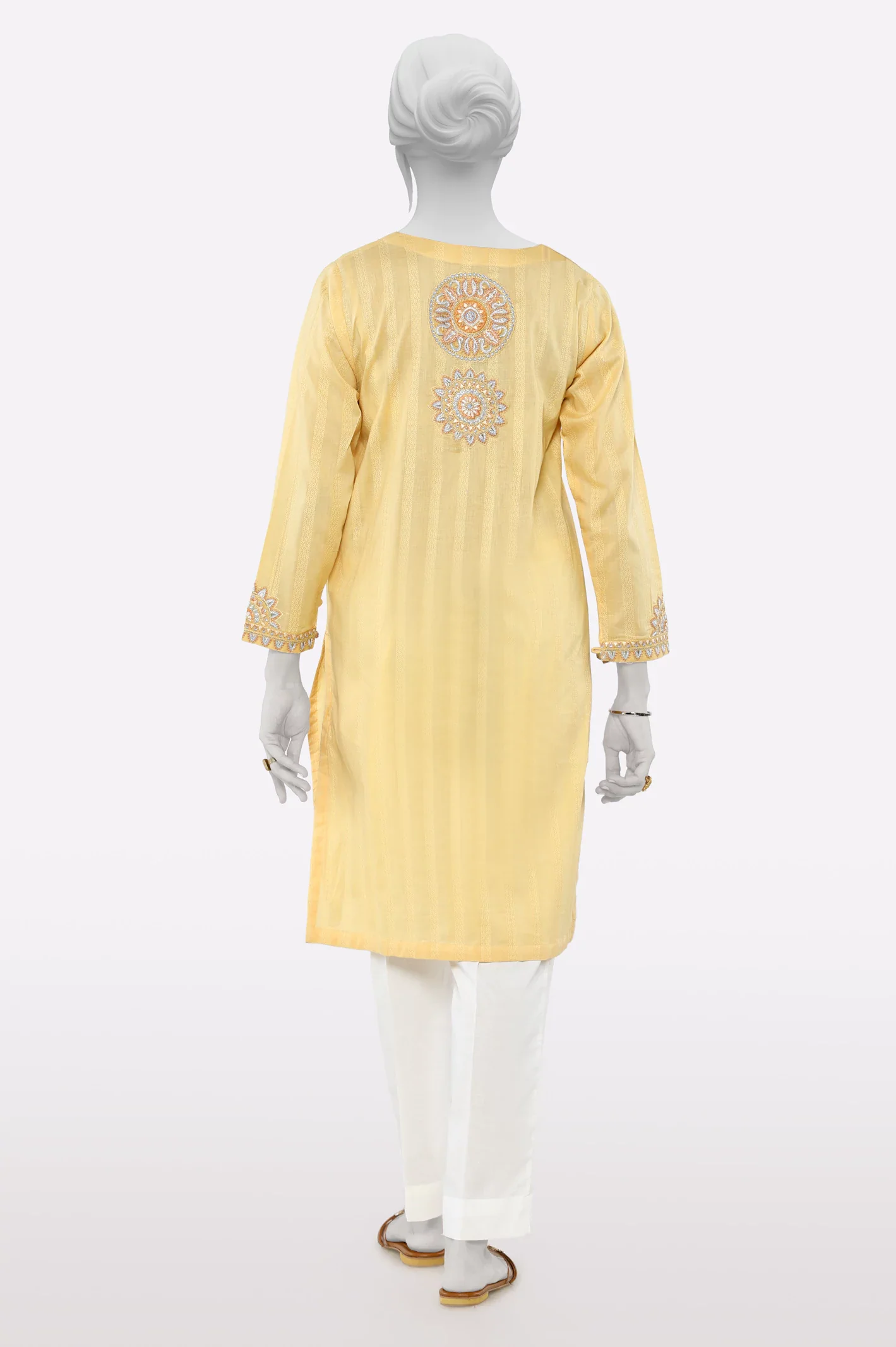 Yellow Embroidered Kurti - Image 3
