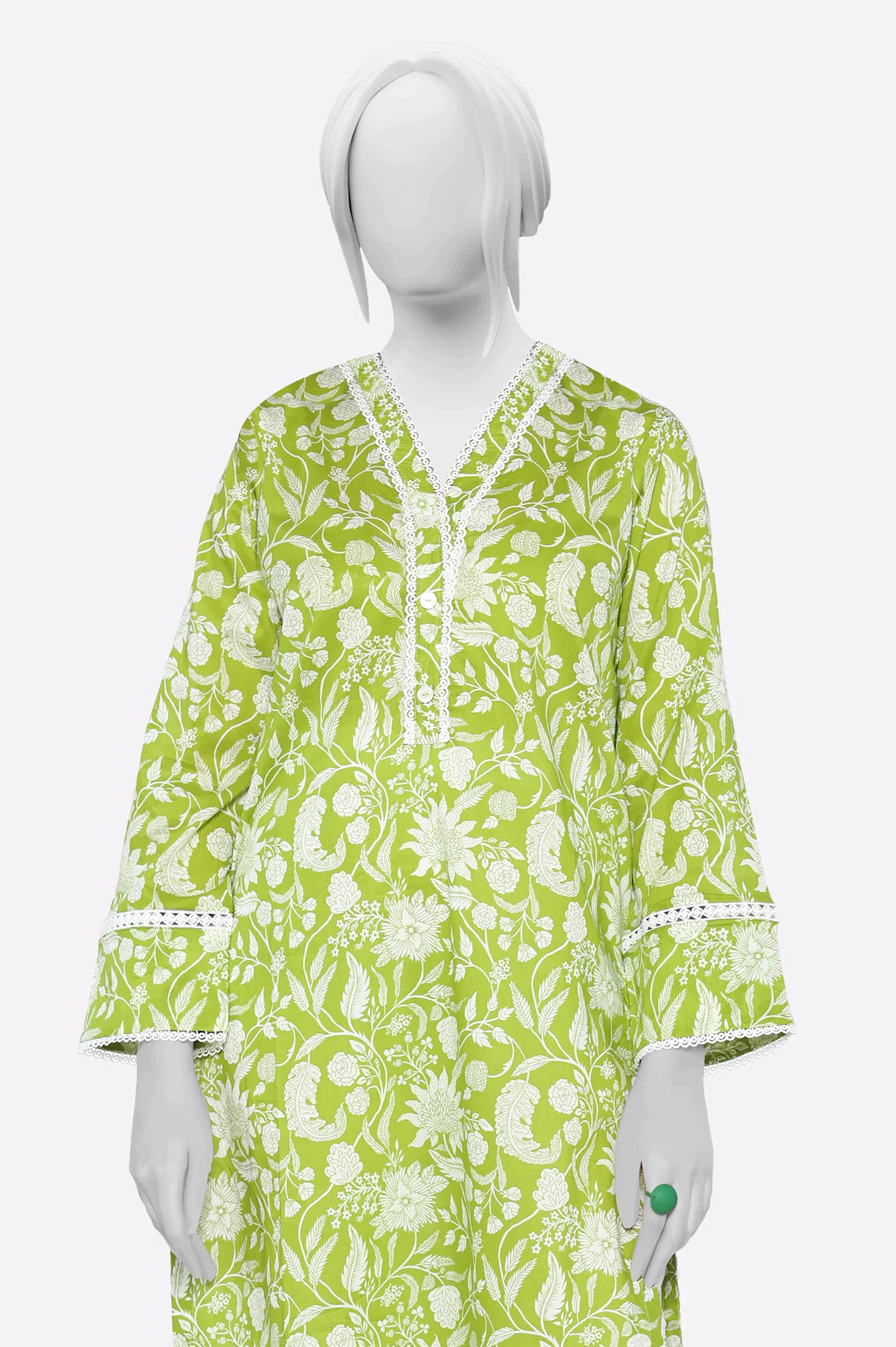 Light Green Printed Kurti - Image 2