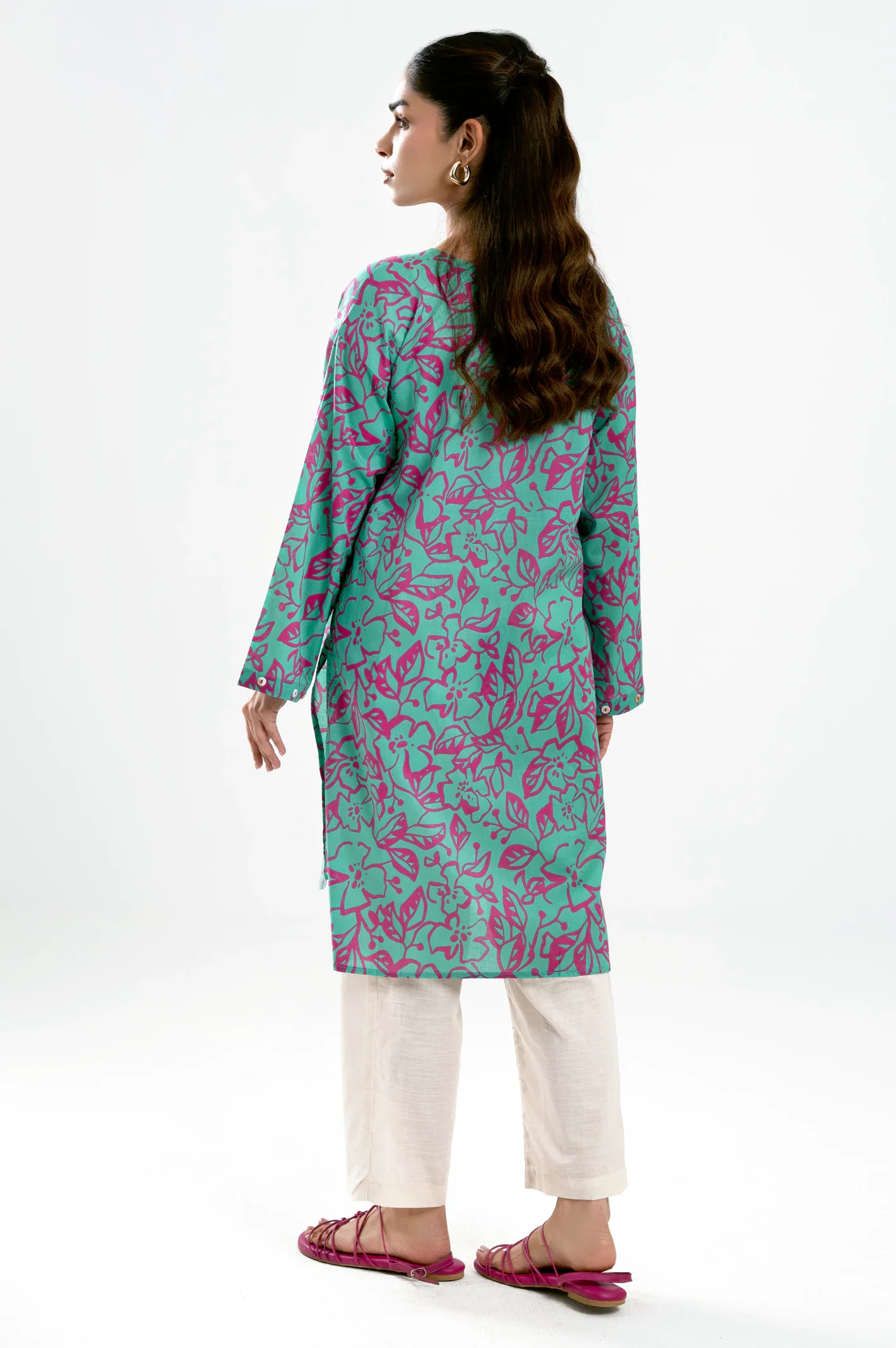 Light Green Printed Kurti - Image 4