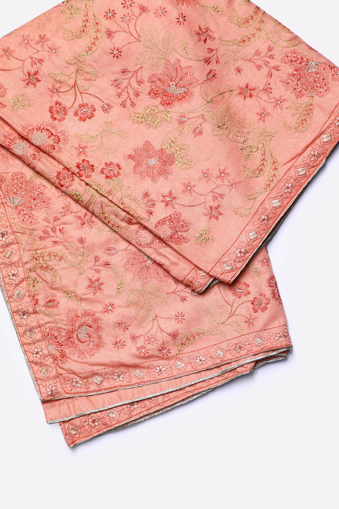 Peach Embroidered Shawl - Image 2
