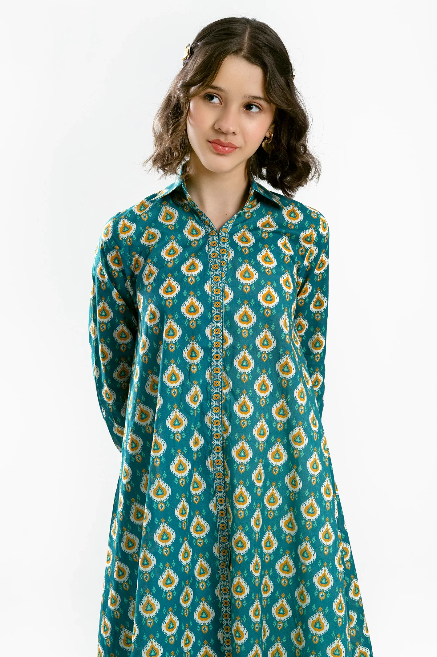 Sea Green Printed Teens Kurti - Image 2