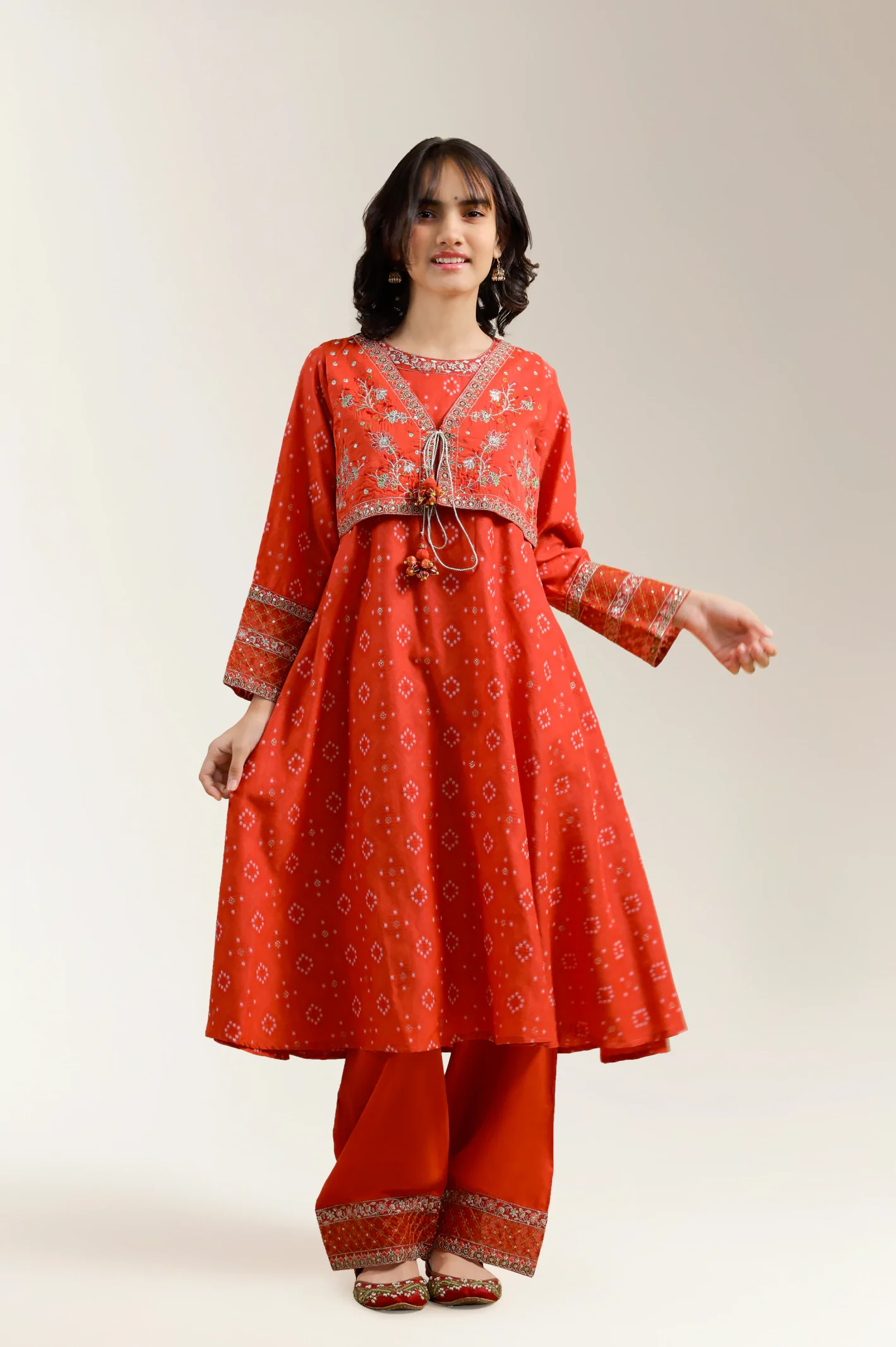 Red Embroidered Teens 2PC