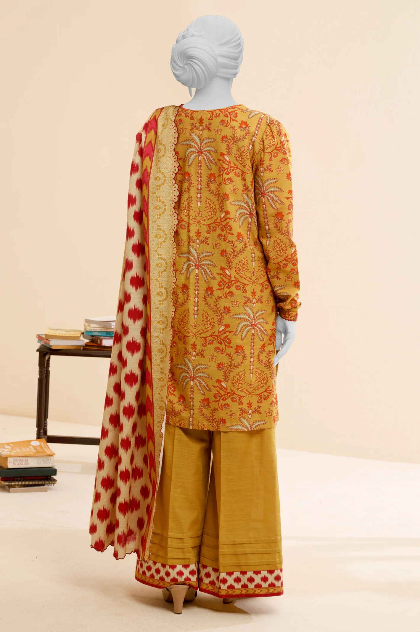 Mustard Printed 3PC Unstitched - Image 4