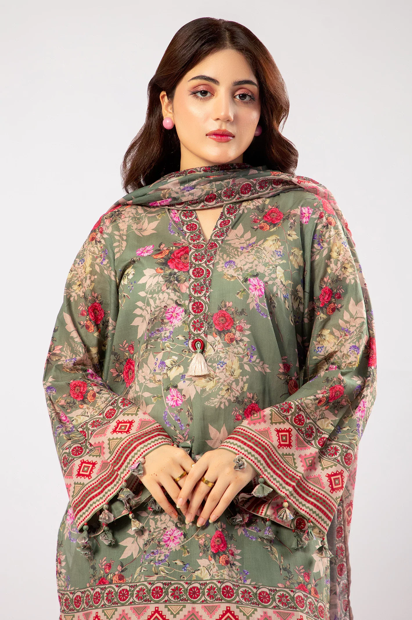 Sage Printed 3PC Unstitched - Image 2