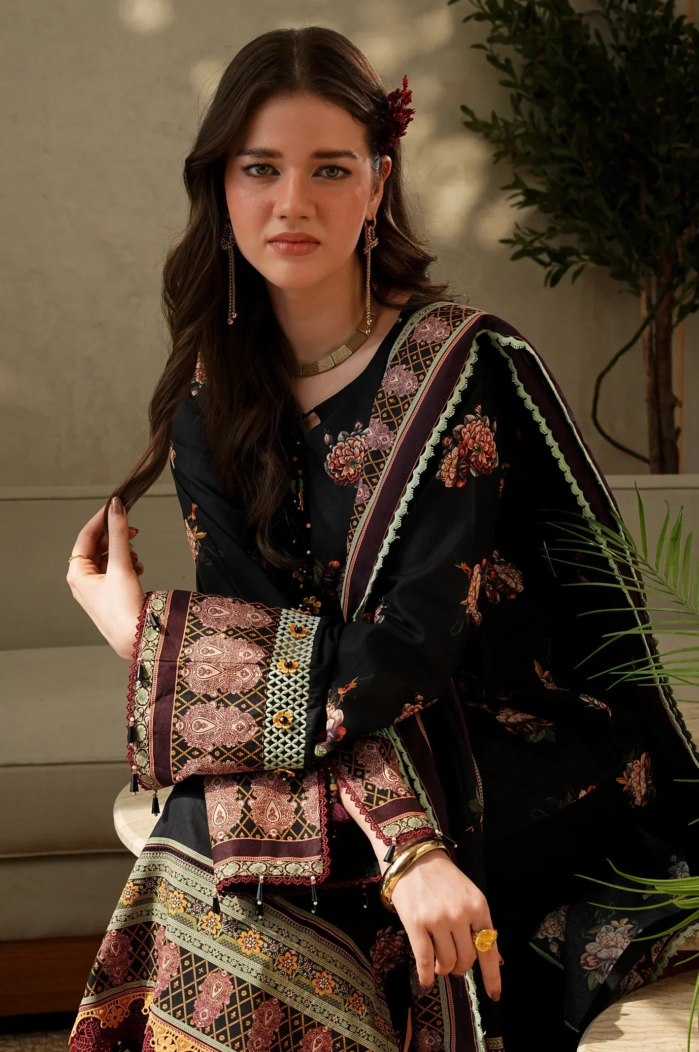 Printed Lawn-Black Unstitched 3Pc - Image 5